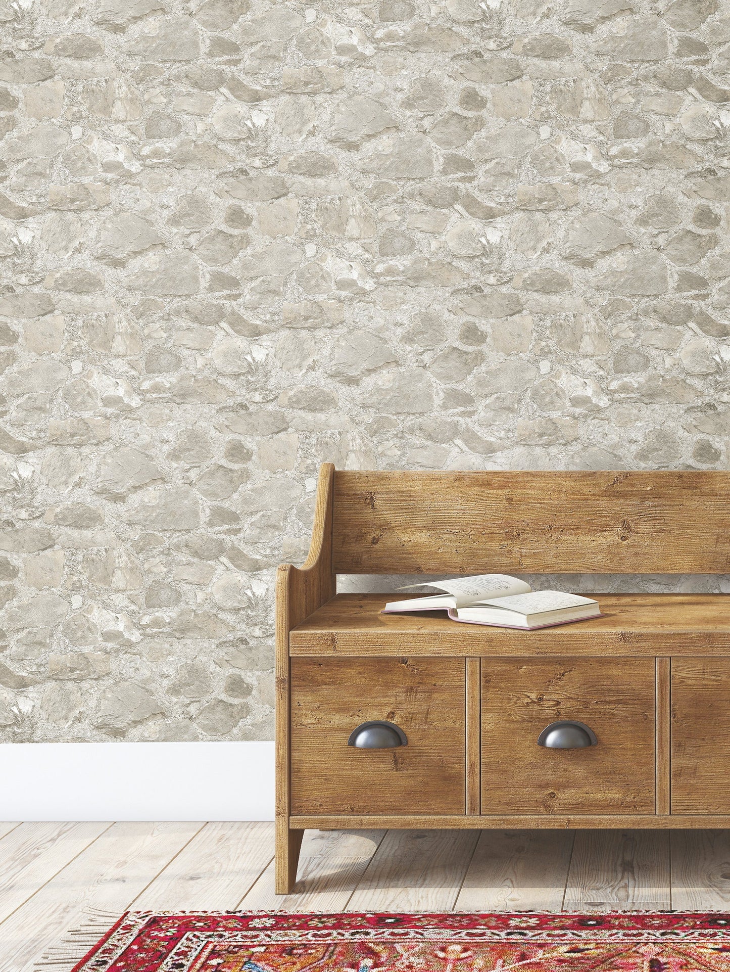 York Wallcoverings Inspired by Color Field Stone Taupe Wallpaper Brick, Wood and Stone Neutrals - MN1801