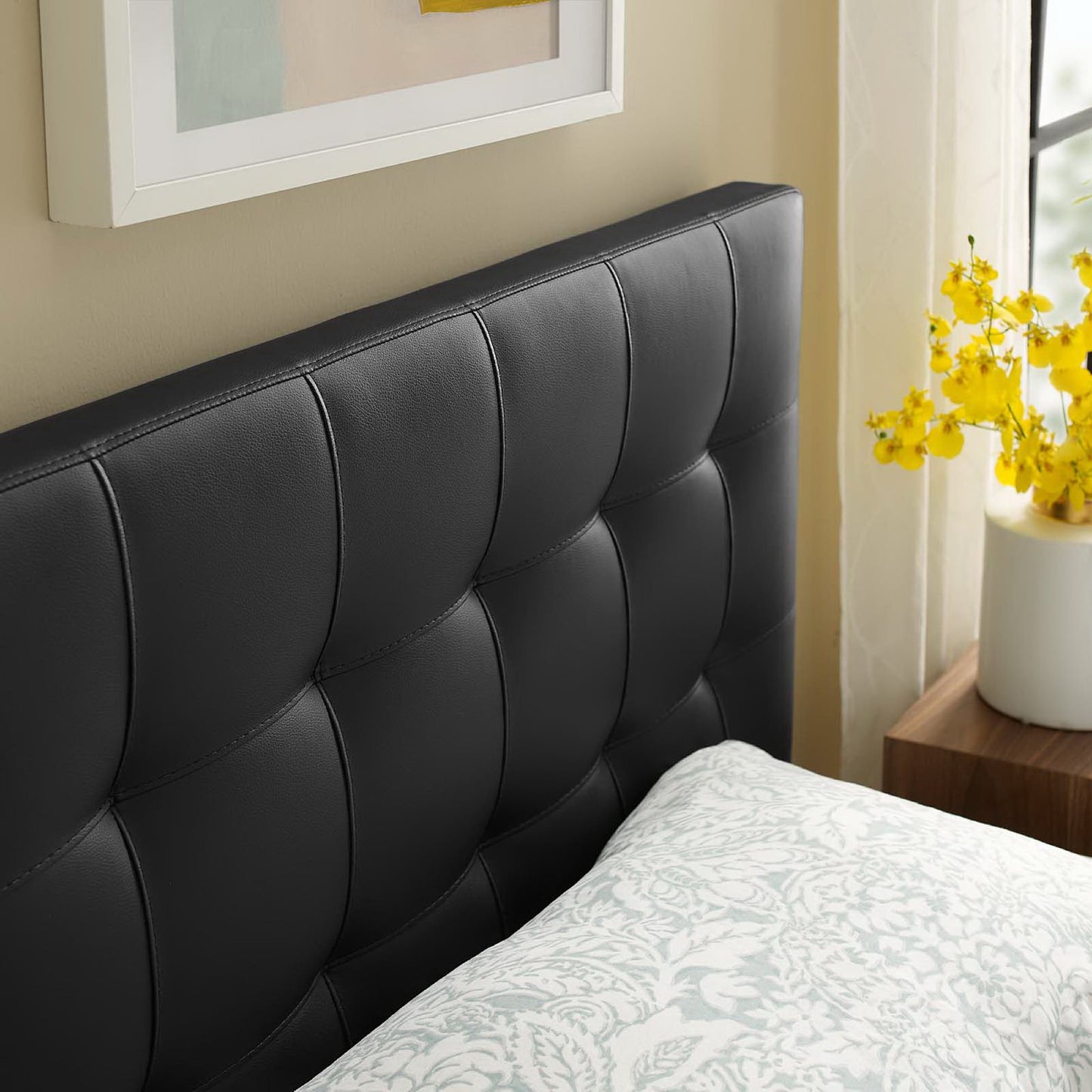 Modway - Lily Upholstered Vinyl Twin Headboard by Modway Bedroom Headboards Black - MOD-5149-BLK