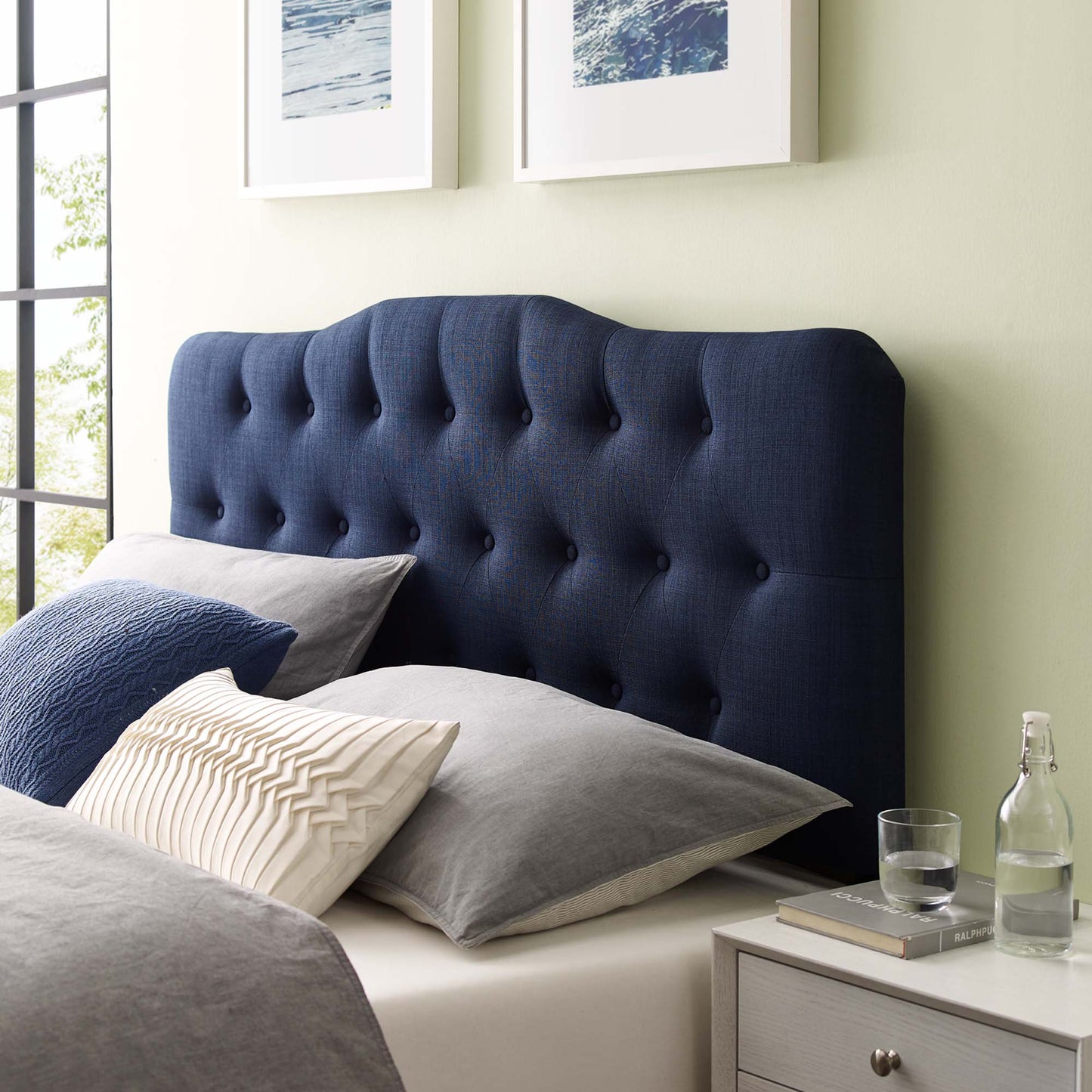 Modway - Annabel Upholstered Fabric Queen Headboard by Modway Bedroom Headboards Blue - MOD-5154-NAV