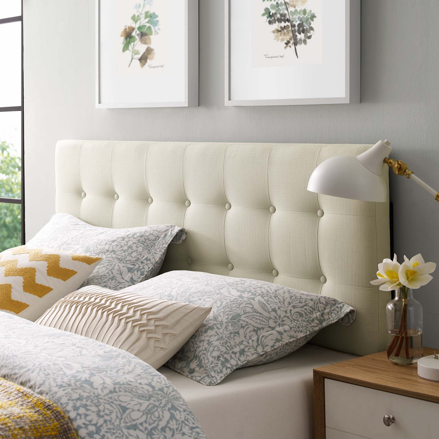 Modway - Emily Upholstered Fabric Full Headboard by Modway Bedroom Headboards White - MOD-5172-IVO