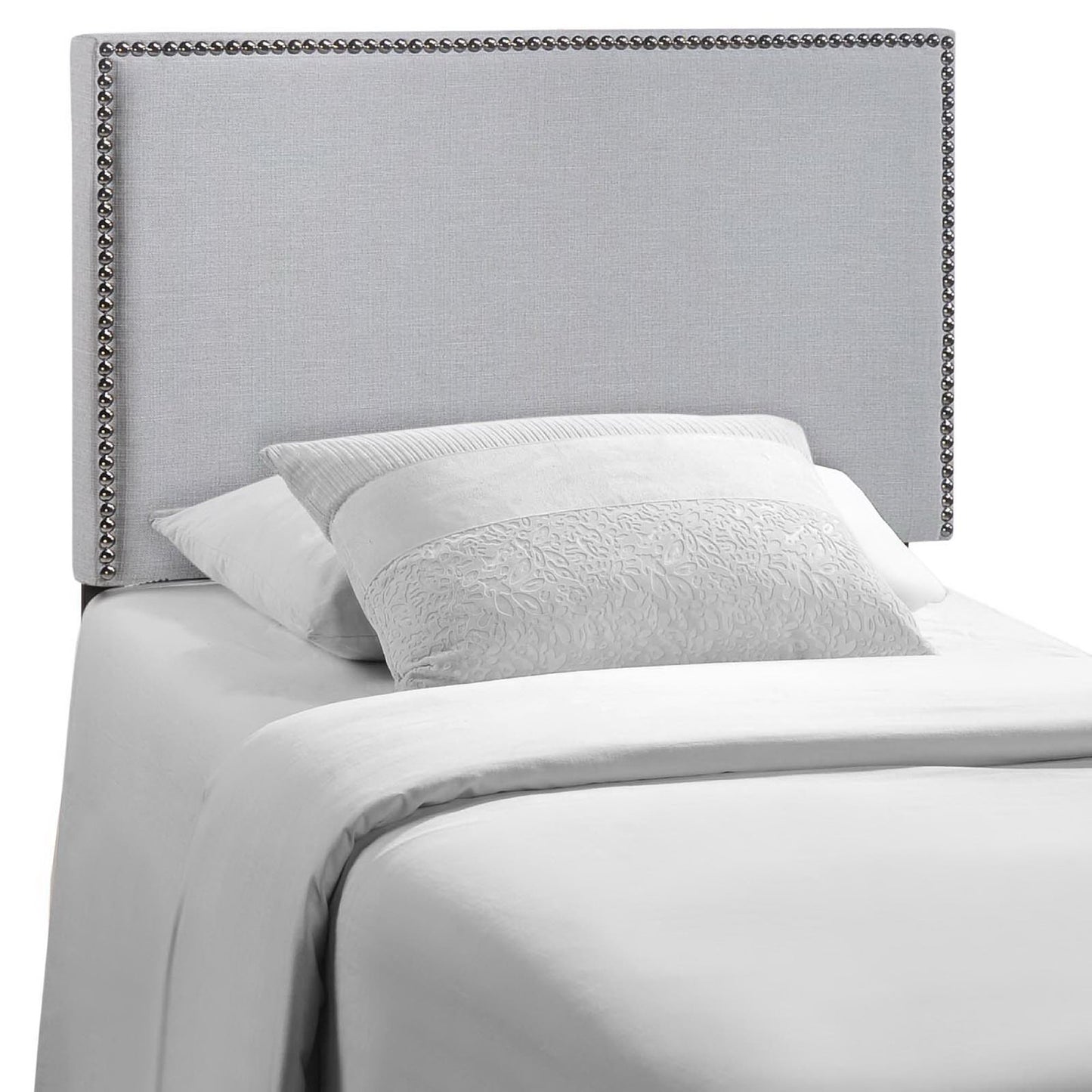 Modway - Region Nailhead Upholstered Twin Headboard by Modway Bedroom Headboards Gray - MOD-5218-GRY