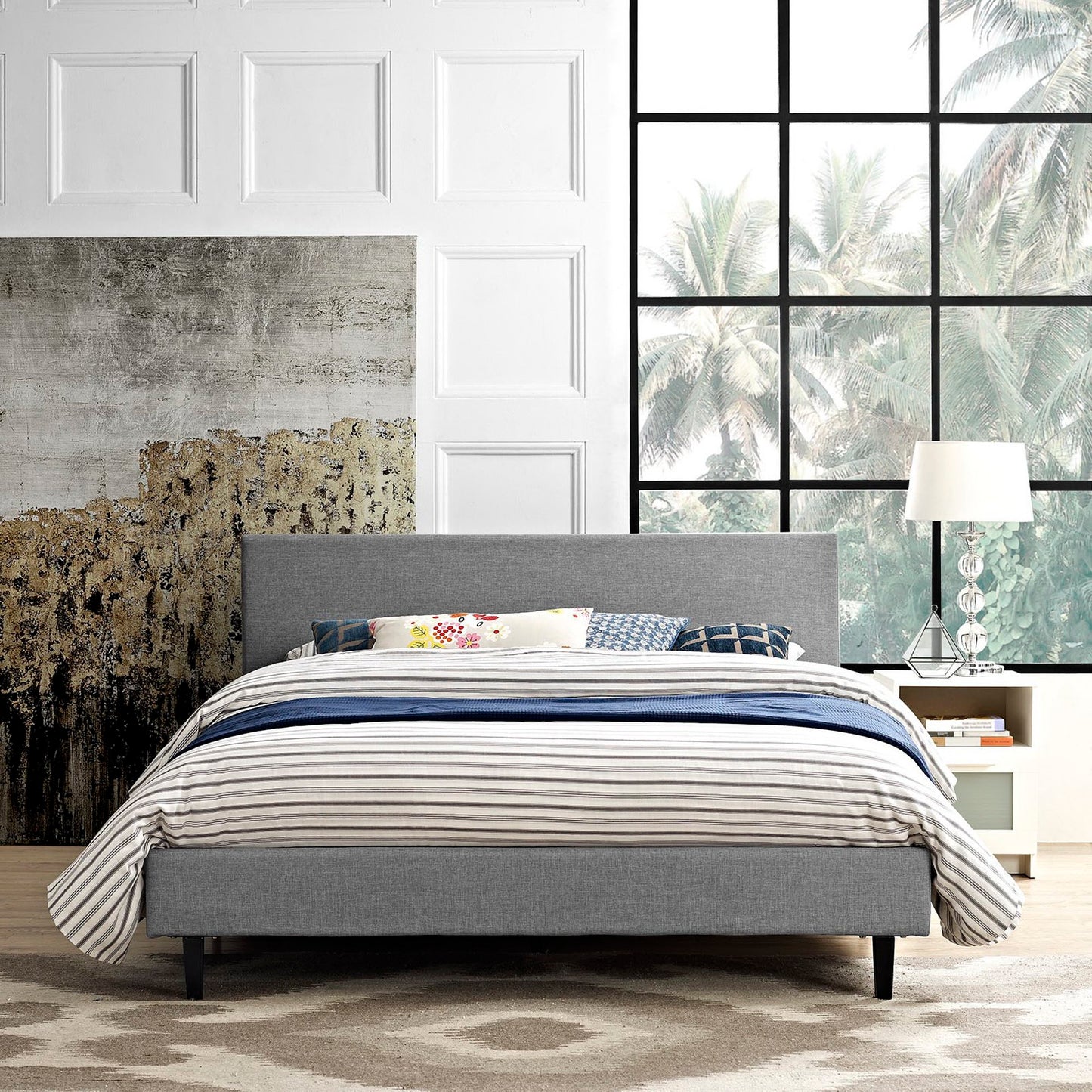 Modway - Anya Fabric Queen Bed by Modway Bedroom Beds Gray - MOD-5420-LGR
