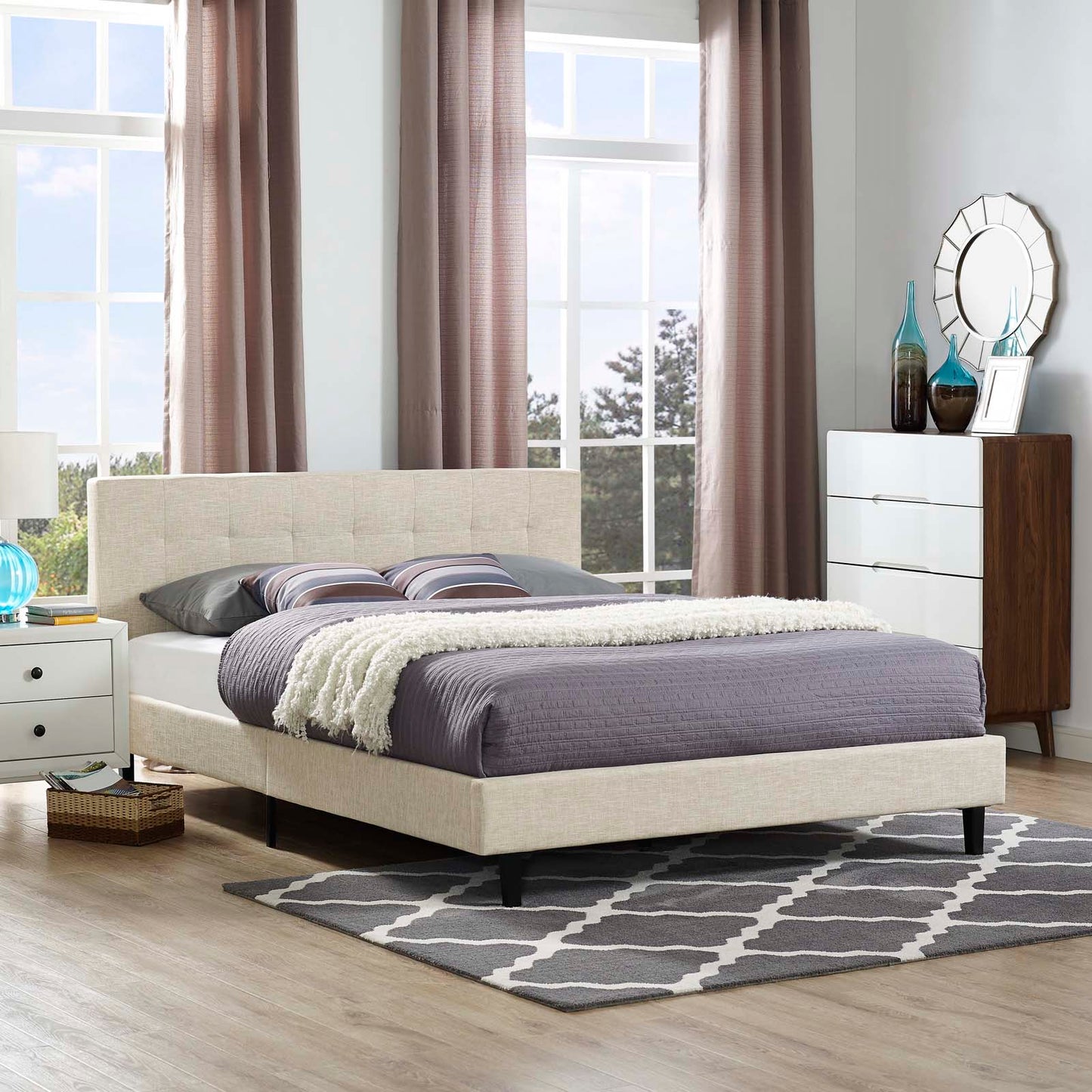 Modway Outlet Linnea Full Bed by Modway Bedroom Furniture Beige - MOD-5424-BEI