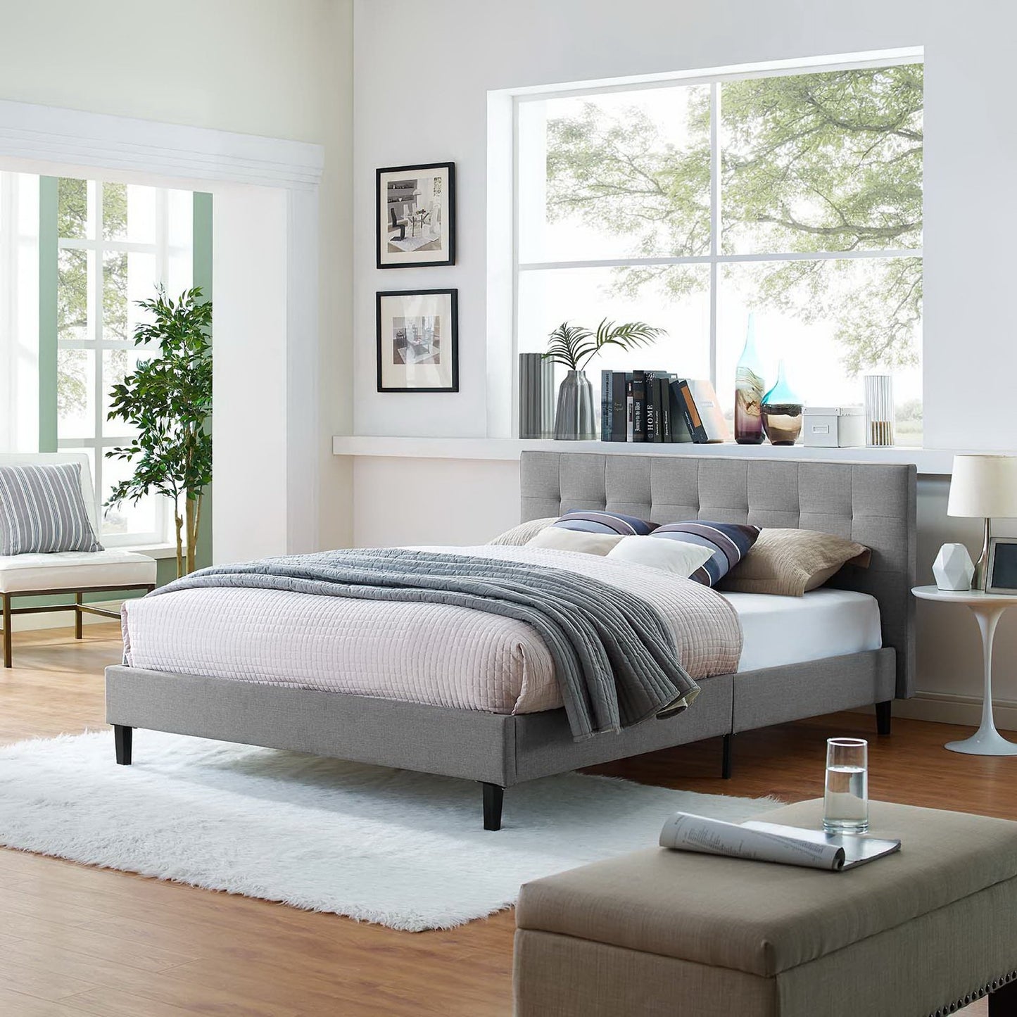 Modway Outlet Linnea Full Bed by Modway Bedroom Furniture Light Gray - MOD-5424-LGR
