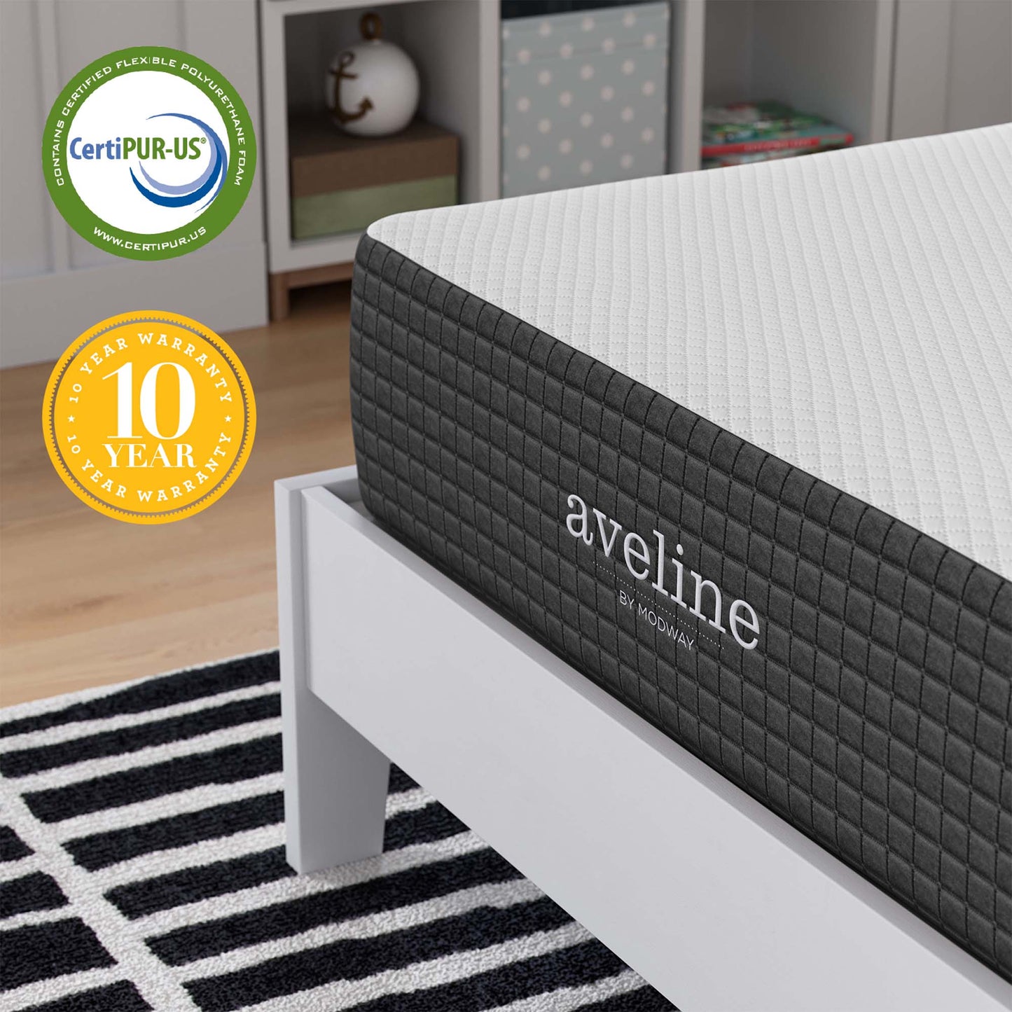 Modway - Aveline 10" Twin Mattress by Modway Mattresses Twin White - MOD-5487-WHI
