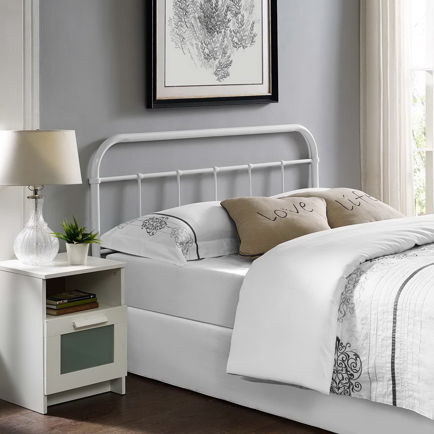 Modway Outlet Serena King Steel Headboard by Modway Bedroom Furniture White - MOD-5537-WHI