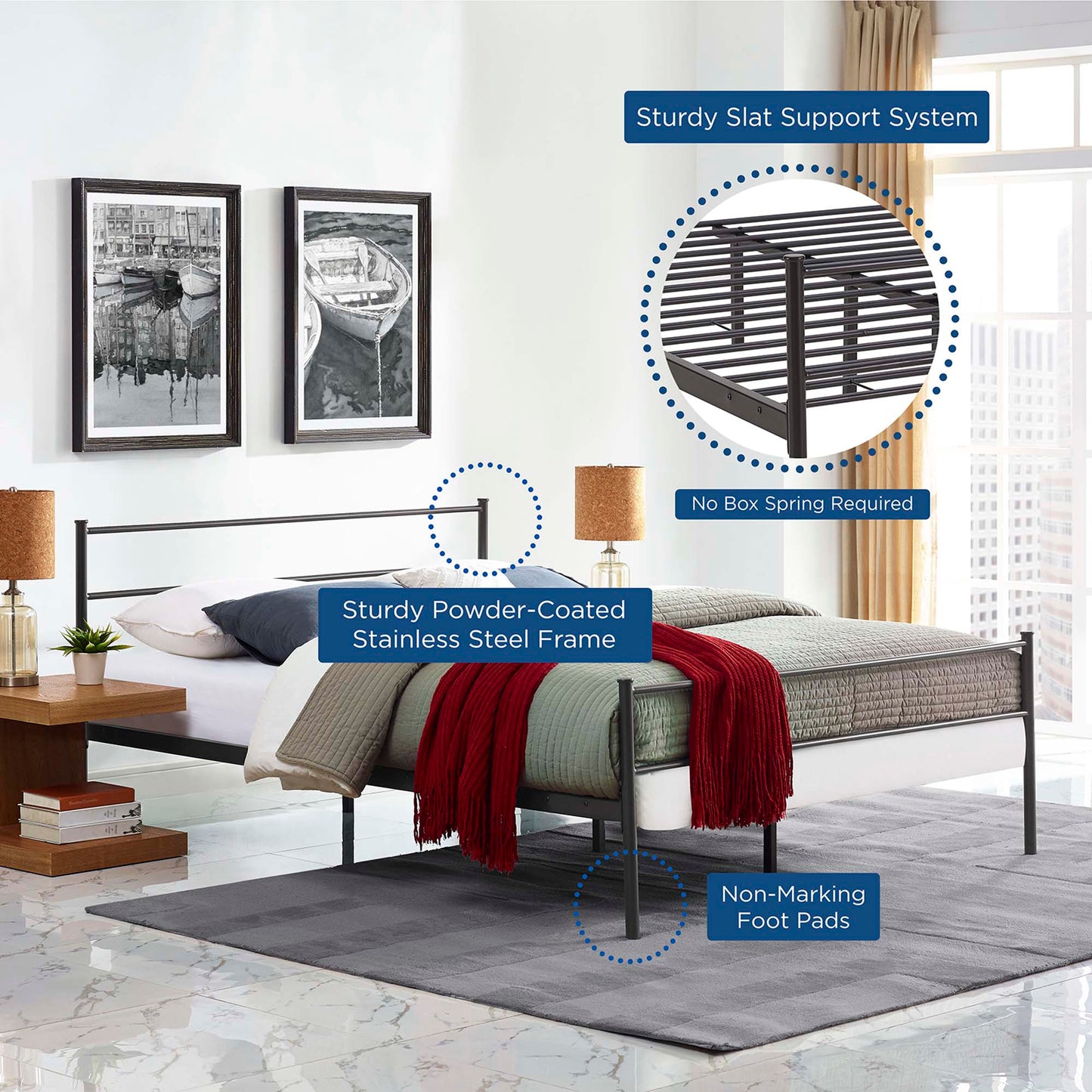 Modway Outlet Alina Platform Queen Bed Frame by Modway Bedroom Furniture Brown - MOD-5553-BRN-SET