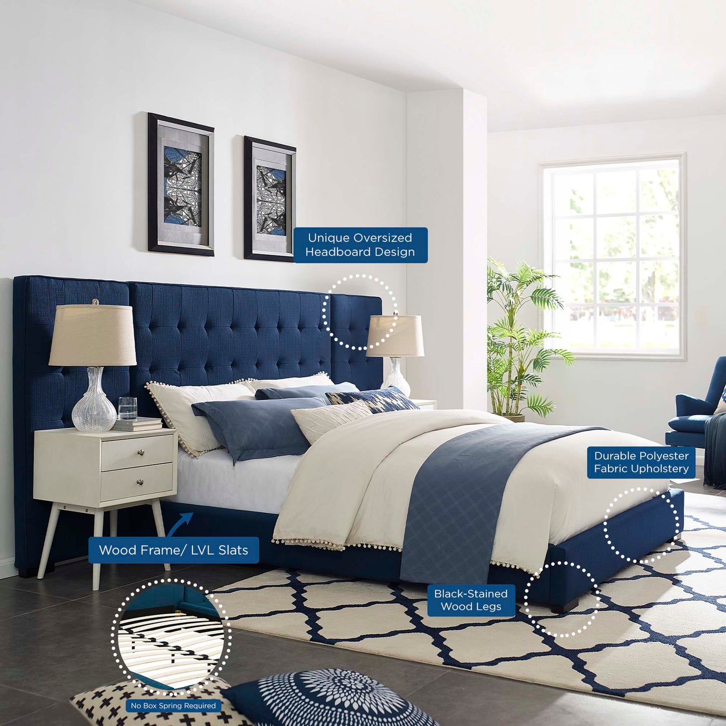 Modway Outlet Sierra Upholstered Fabric Queen Platform Bed by Modway Bedroom Furniture Azure - MOD-5818-AZU