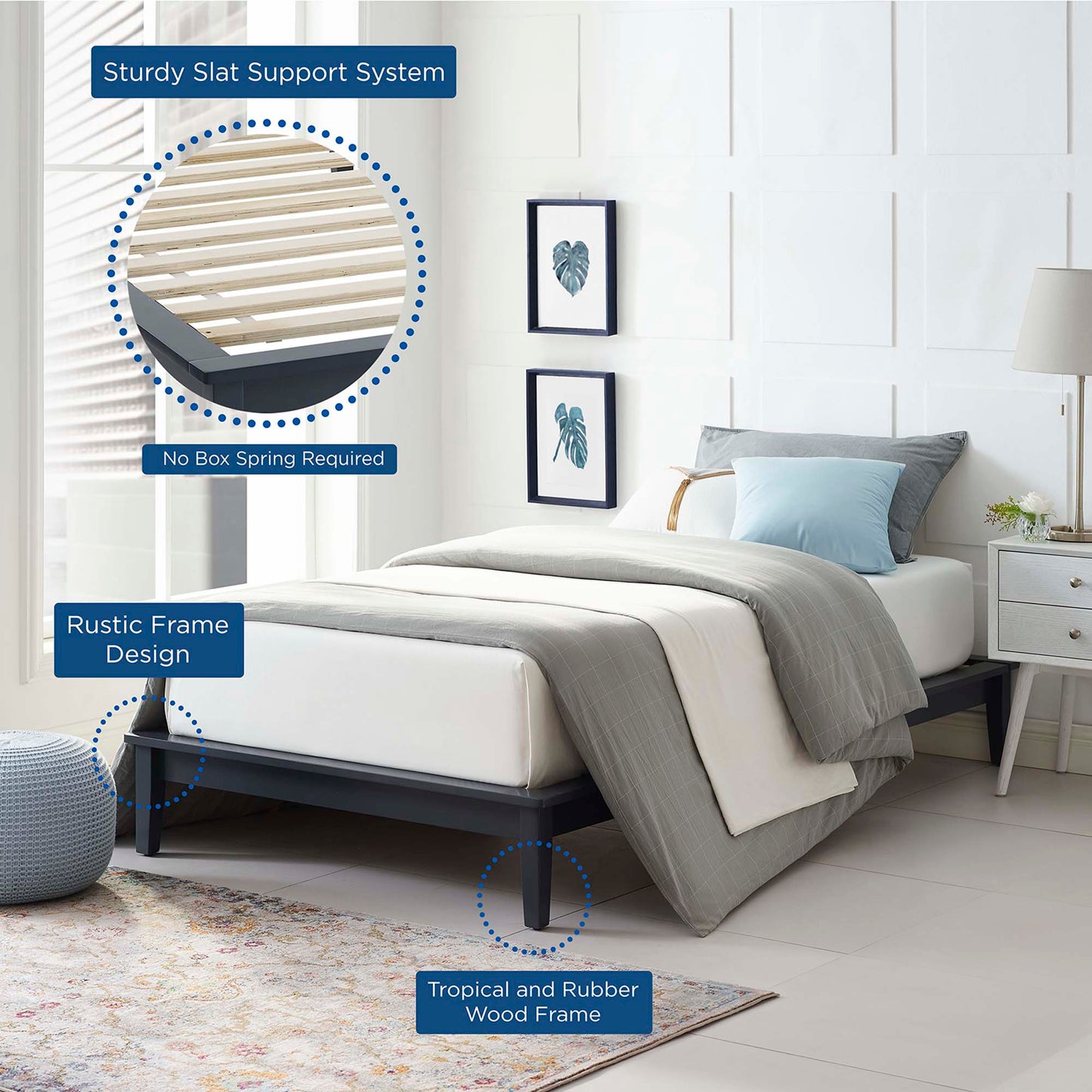 Modway Outlet Lodge Wood Twin Platform Bed Frame by Modway Bedroom Furniture Gray - MOD-6053-GRY