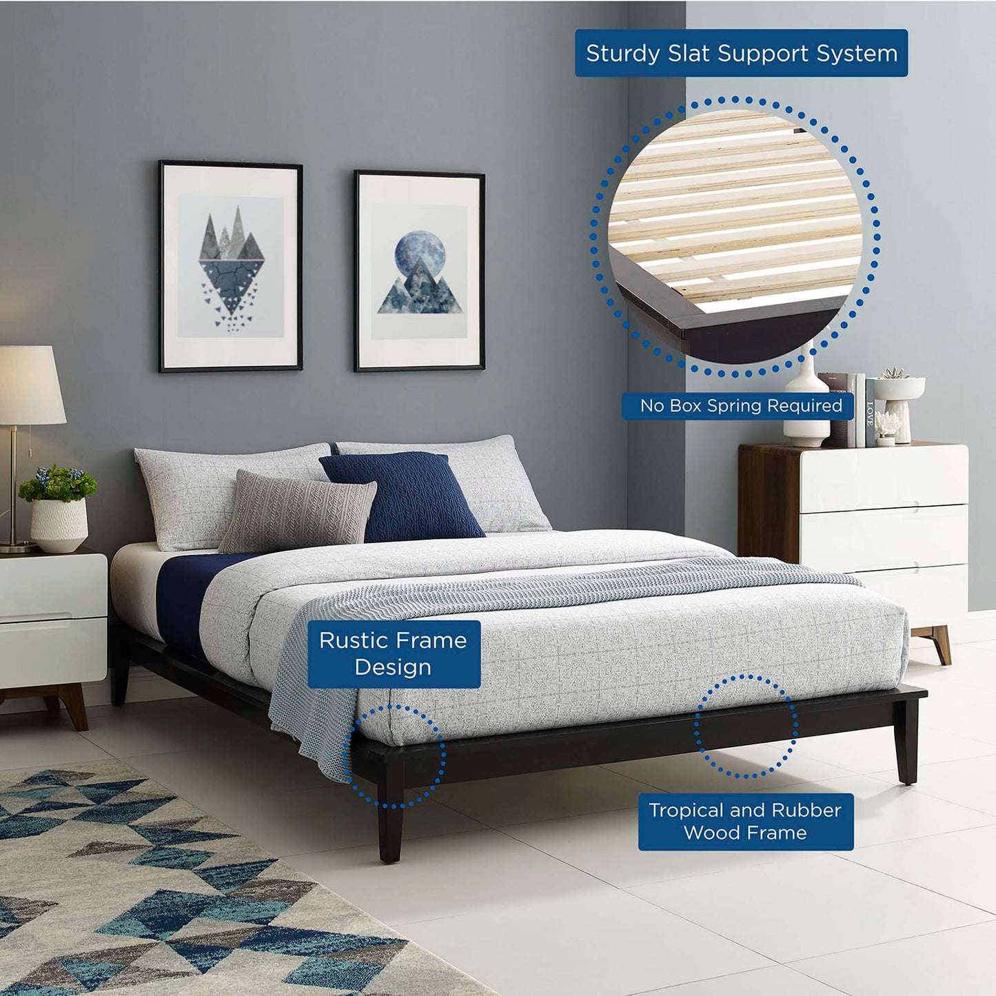 Modway Outlet Lodge Wood Full Platform Bed Frame by Modway Bedroom Furniture Walnut - MOD-6054-WAL