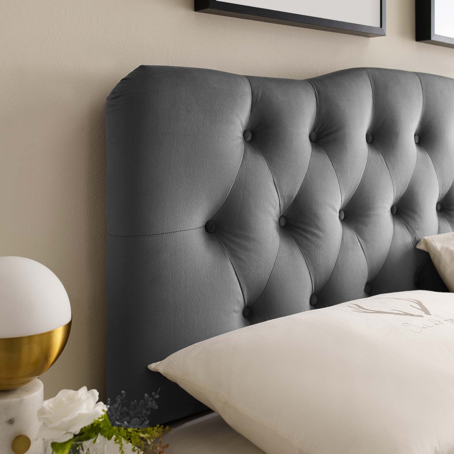 Modway - Annabel Diamond Tufted Performance Velvet King Headboard by Modway Bedroom Headboards Gray - MOD-6127-GRY