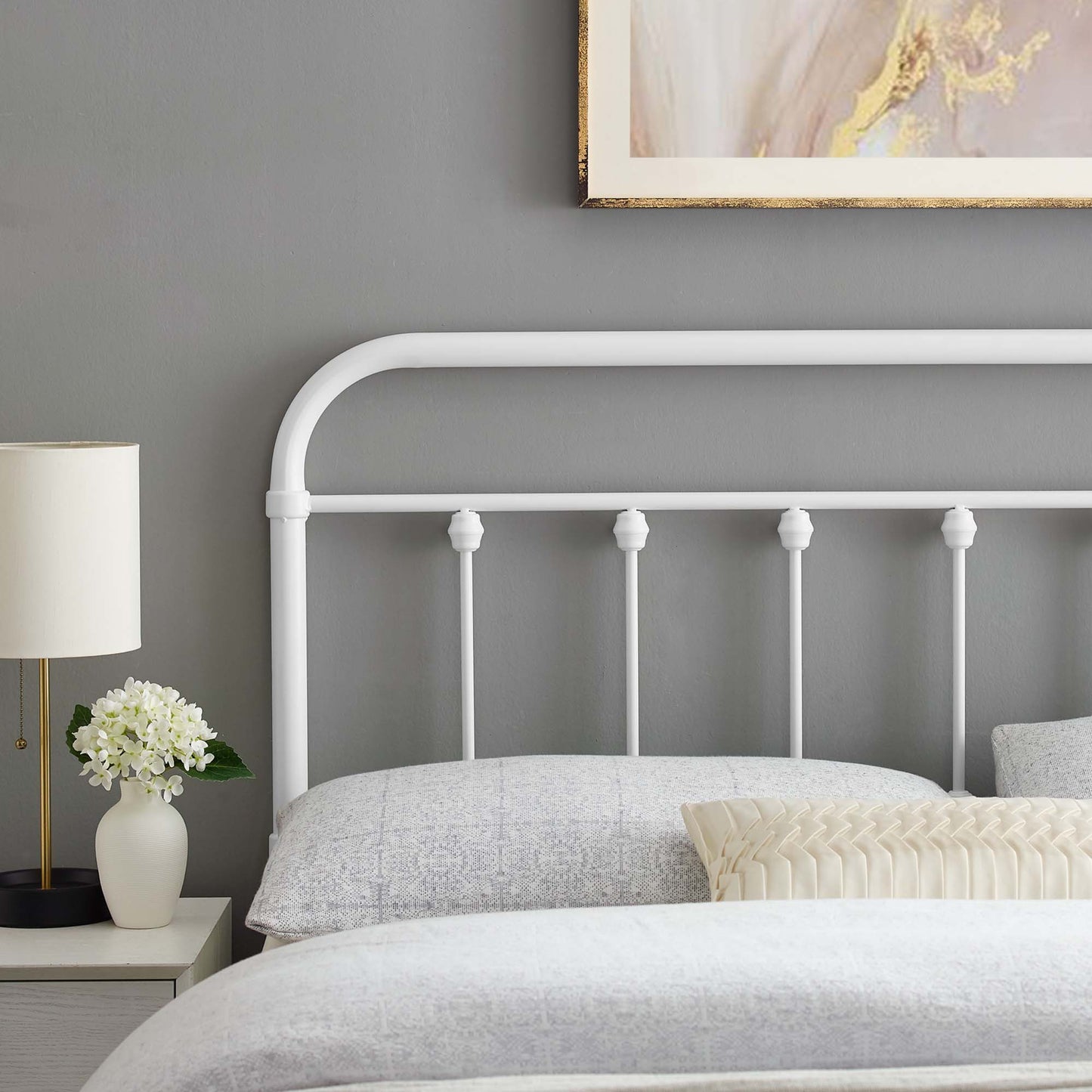 Modway - Sage Metal Twin Headboard by Modway Bedroom Headboards White - MOD-6152-WHI