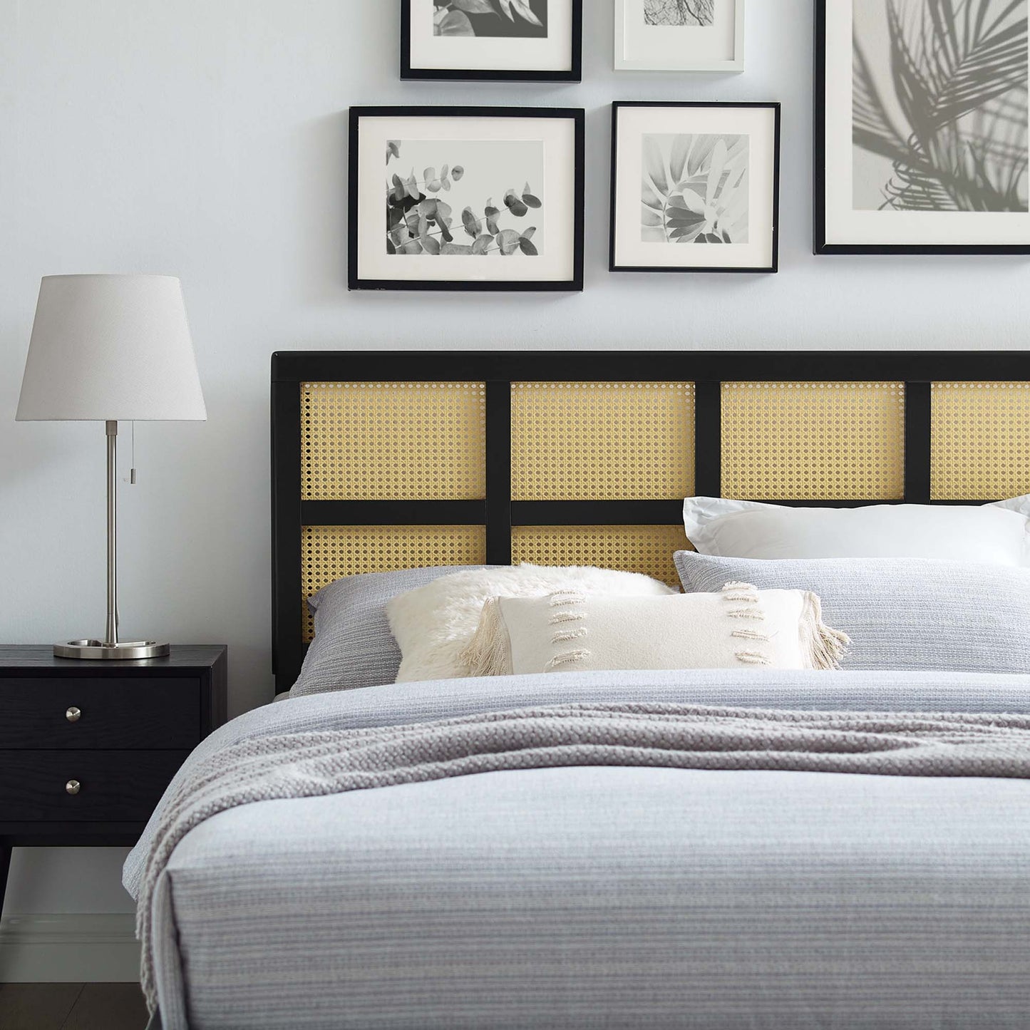 Modway Outlet Luana Cane Queen Headboard by Modway Bedroom Furniture Black - MOD-6198-BLK