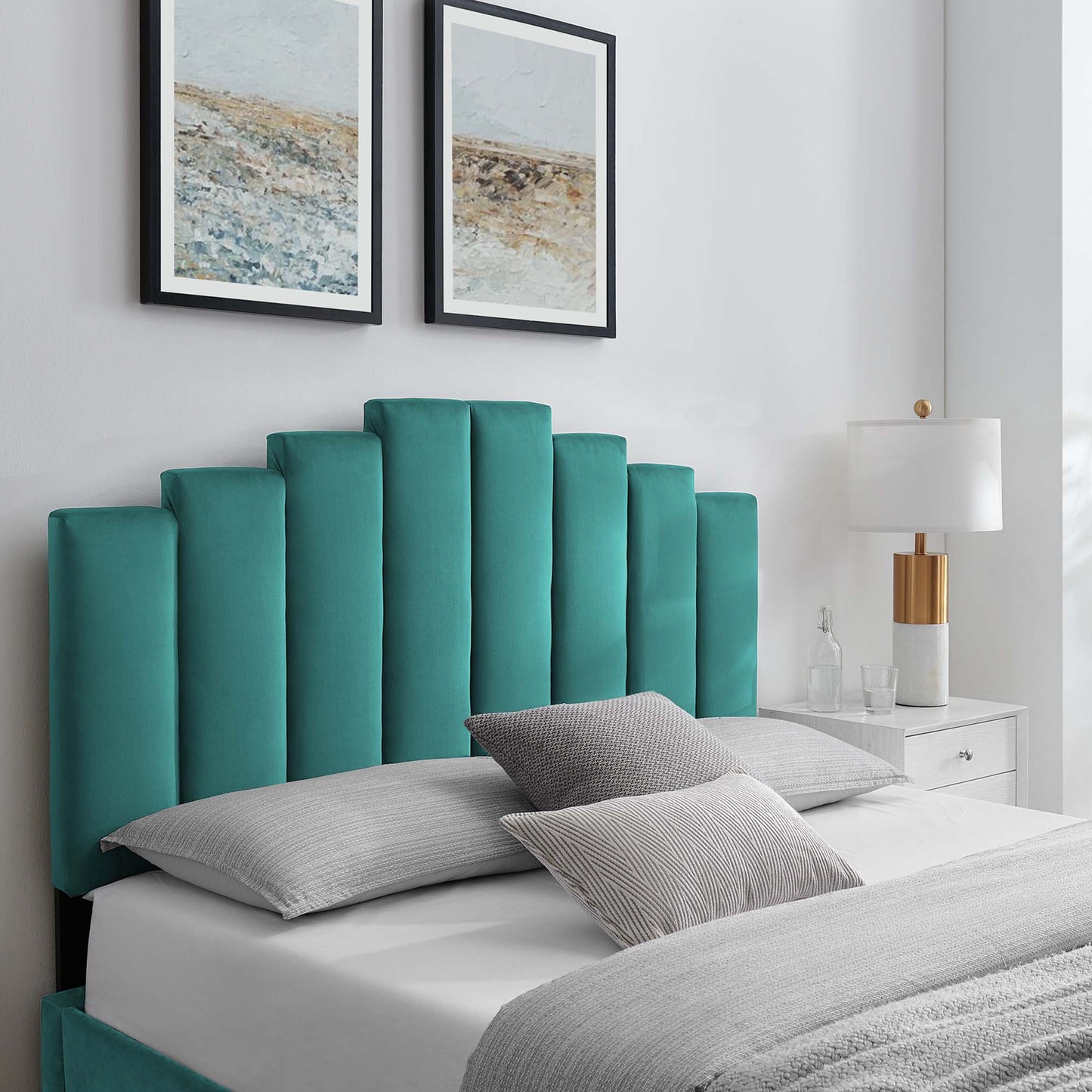 Modway Outlet Noelle Performance Velvet Twin Headboard by Modway Bedroom Furniture Teal - MOD-6276-TEA