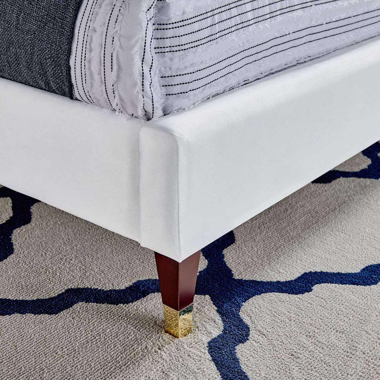 Modway - Roxanne Performance Velvet Queen Platform Bed by Modway Bedroom Beds White - MOD-6286-WHI