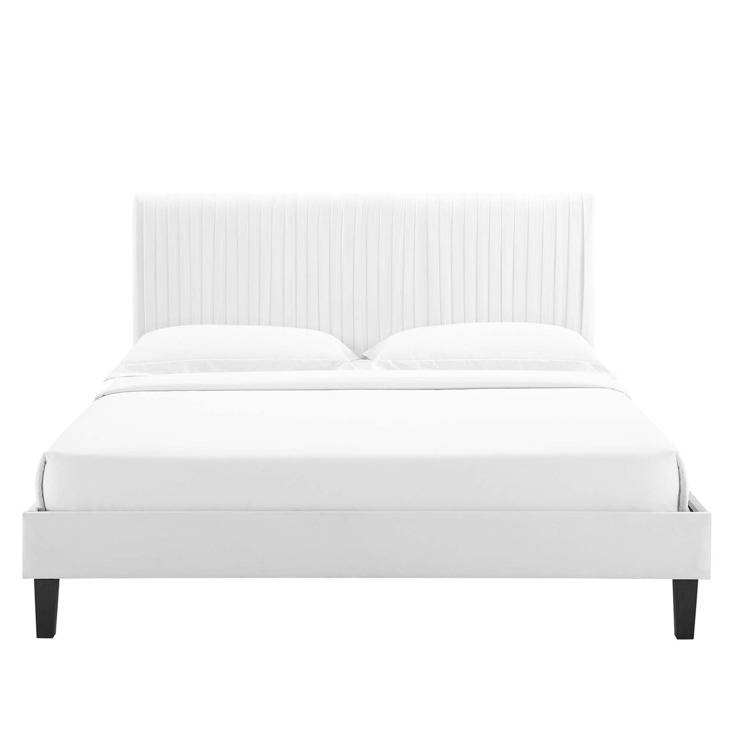 Modway - Peyton Performance Velvet Queen Platform Bed by Modway Bedroom Beds White - MOD-6597-WHI