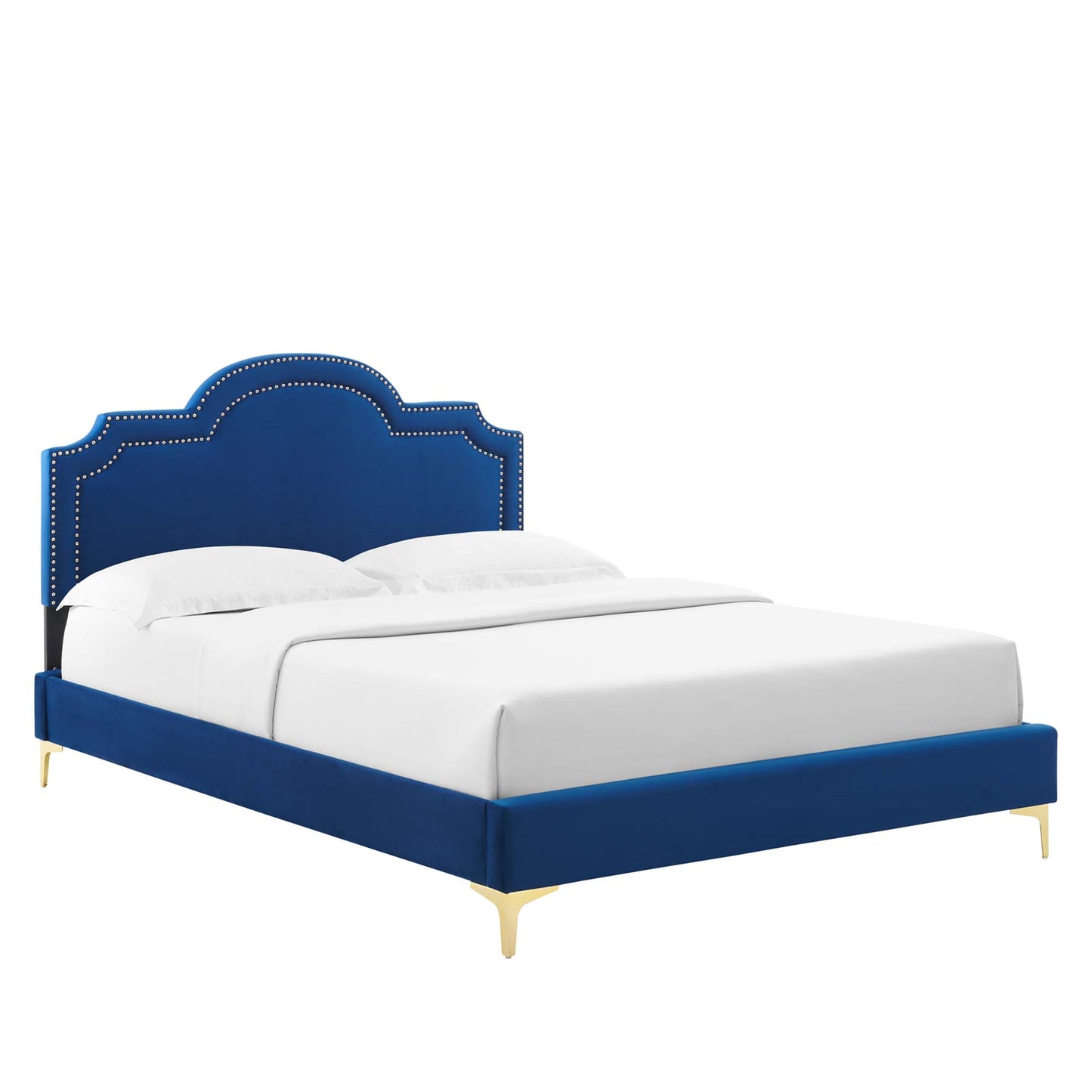 Modway Outlet Aviana Performance Velvet Twin Bed by Modway Bedroom Furniture Navy - MOD-6789-NAV