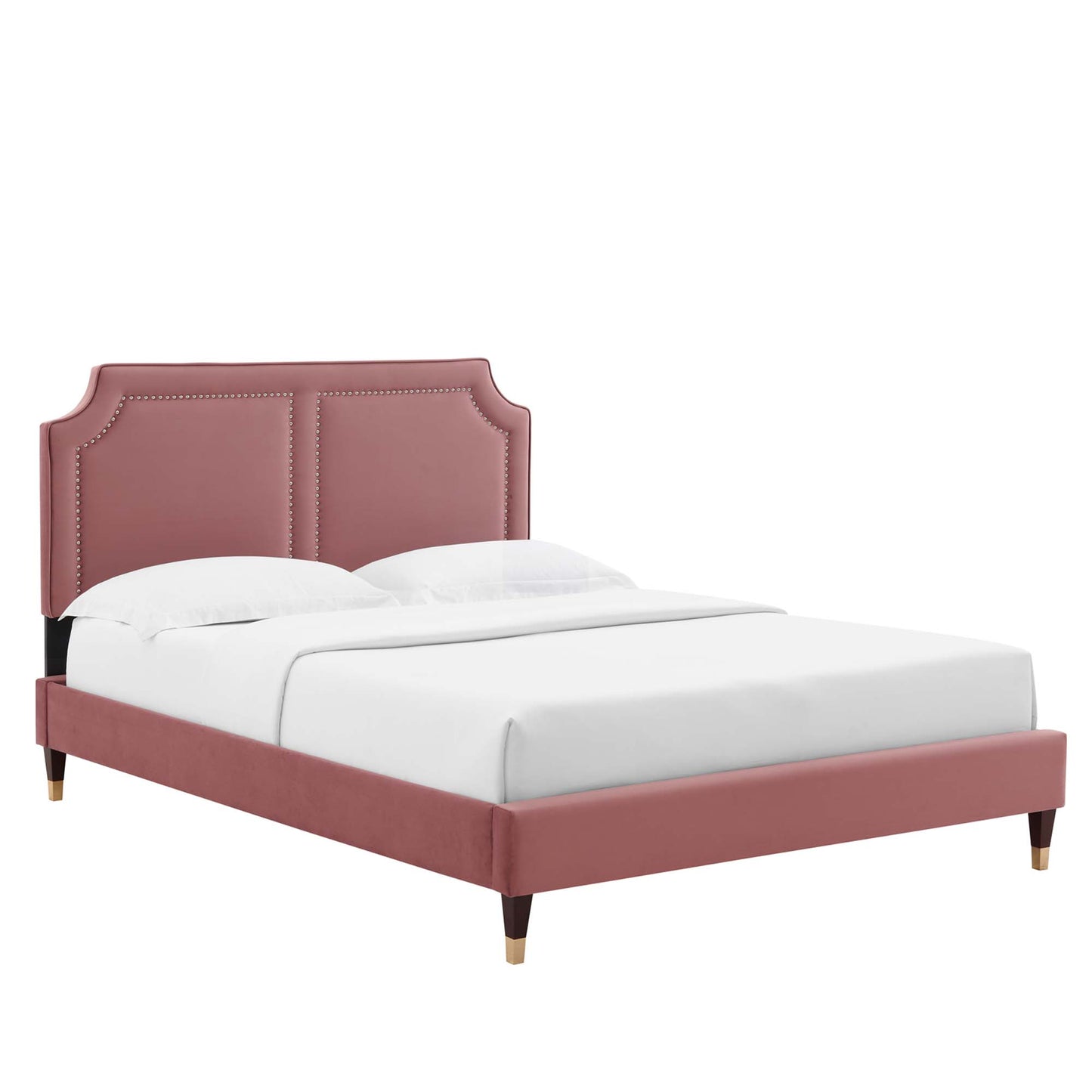 Modway Outlet Novi Performance Velvet Twin Bed by Modway Bedroom Furniture Dusty Rose - MOD-6793-DUS