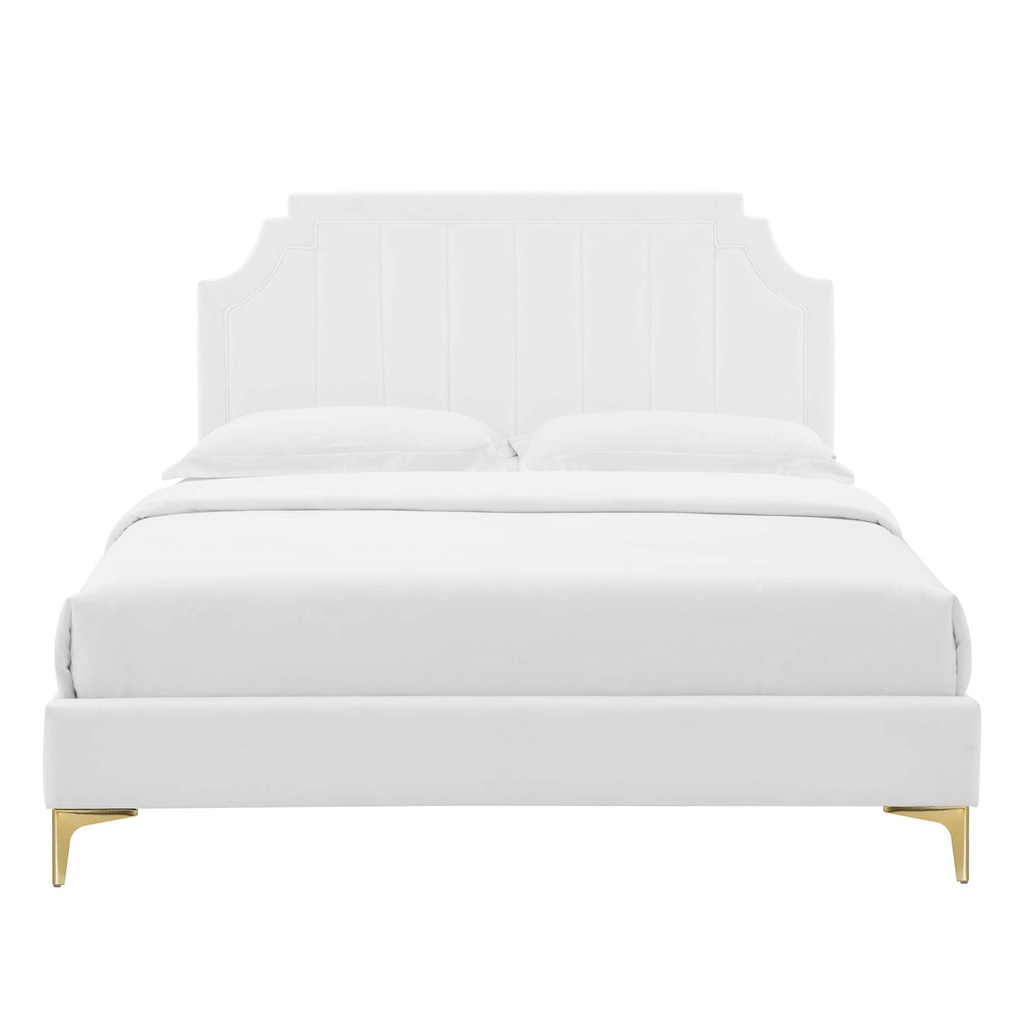 Modway - Sienna Performance Velvet King Platform Bed by Modway Bedroom Beds White - MOD-6918-WHI