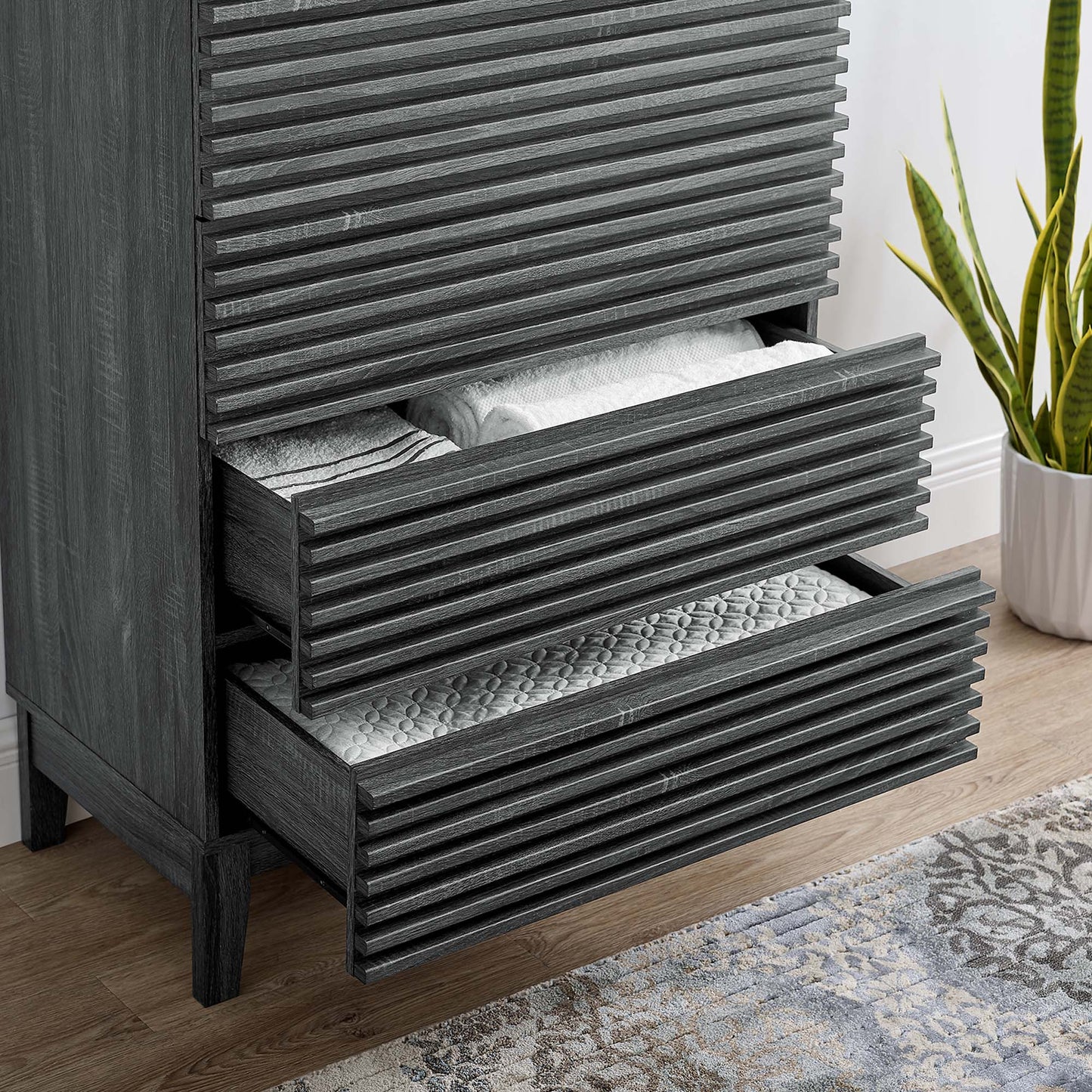 Modway Outlet Render 5-Drawer Dresser Chest by Modway Bedroom Furniture Charcoal - MOD-6967-CHA