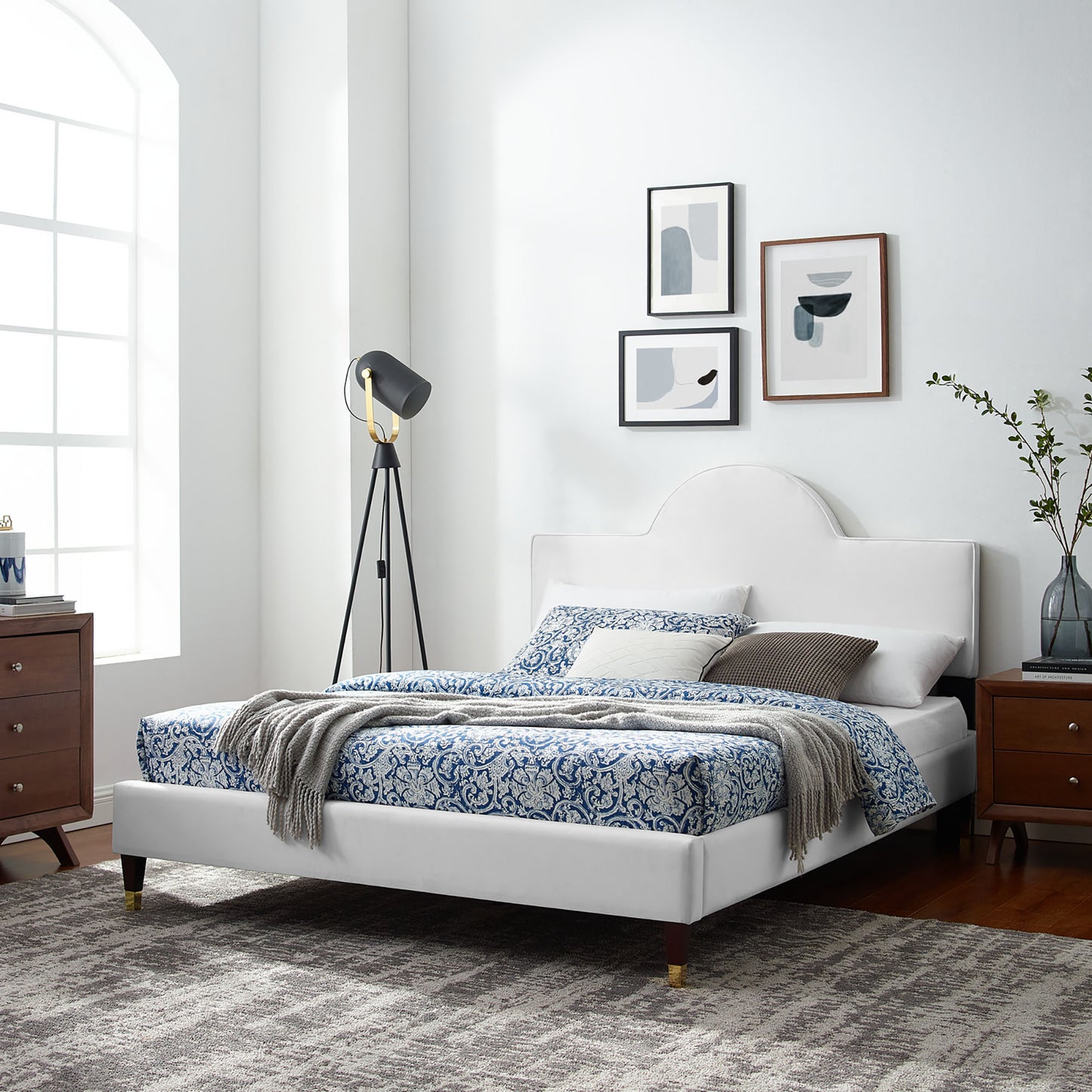Modway Outlet Aurora Performance Velvet King Bed by Modway Bedroom Furniture White - MOD-7032-WHI