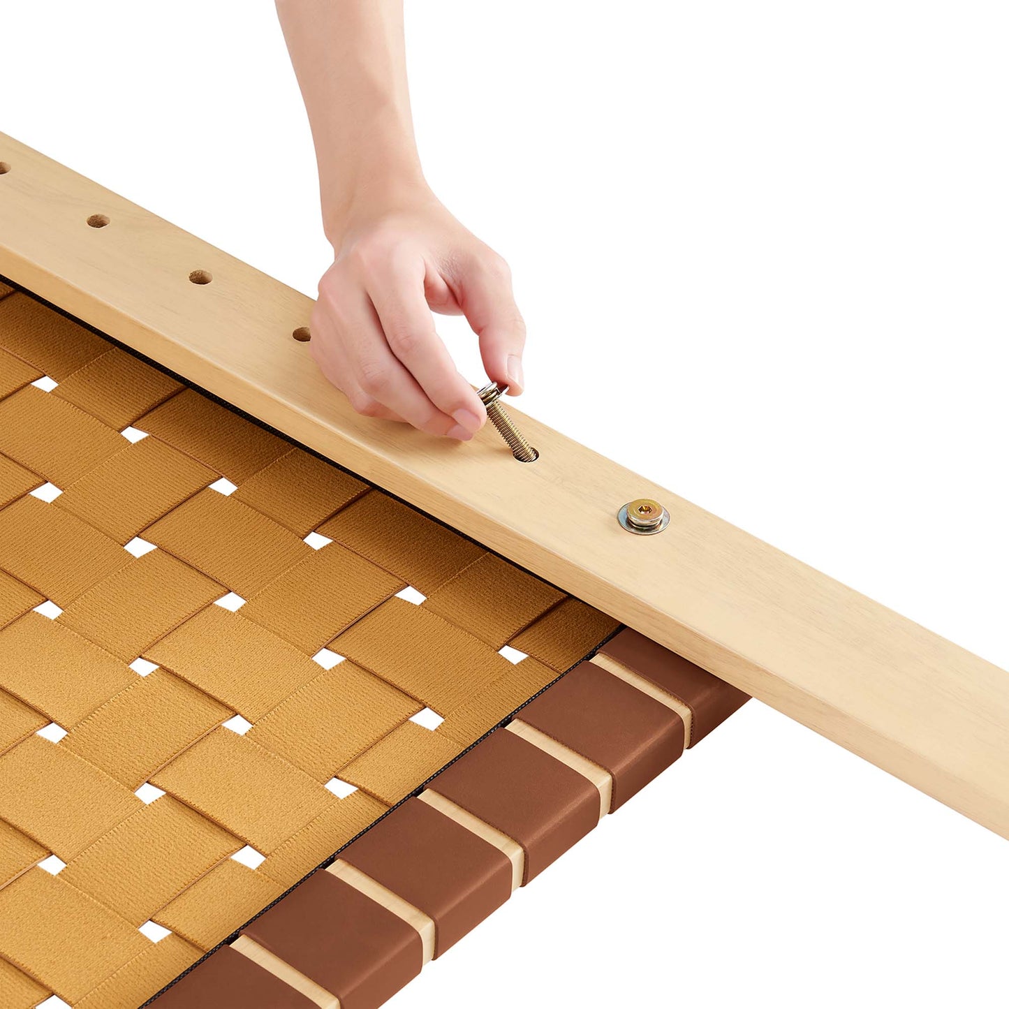 Modway - Sparta Weave Vegan Leather Twin Headboard by Modway Bedroom Headboards Brown - MOD-7121-NAT-BRN