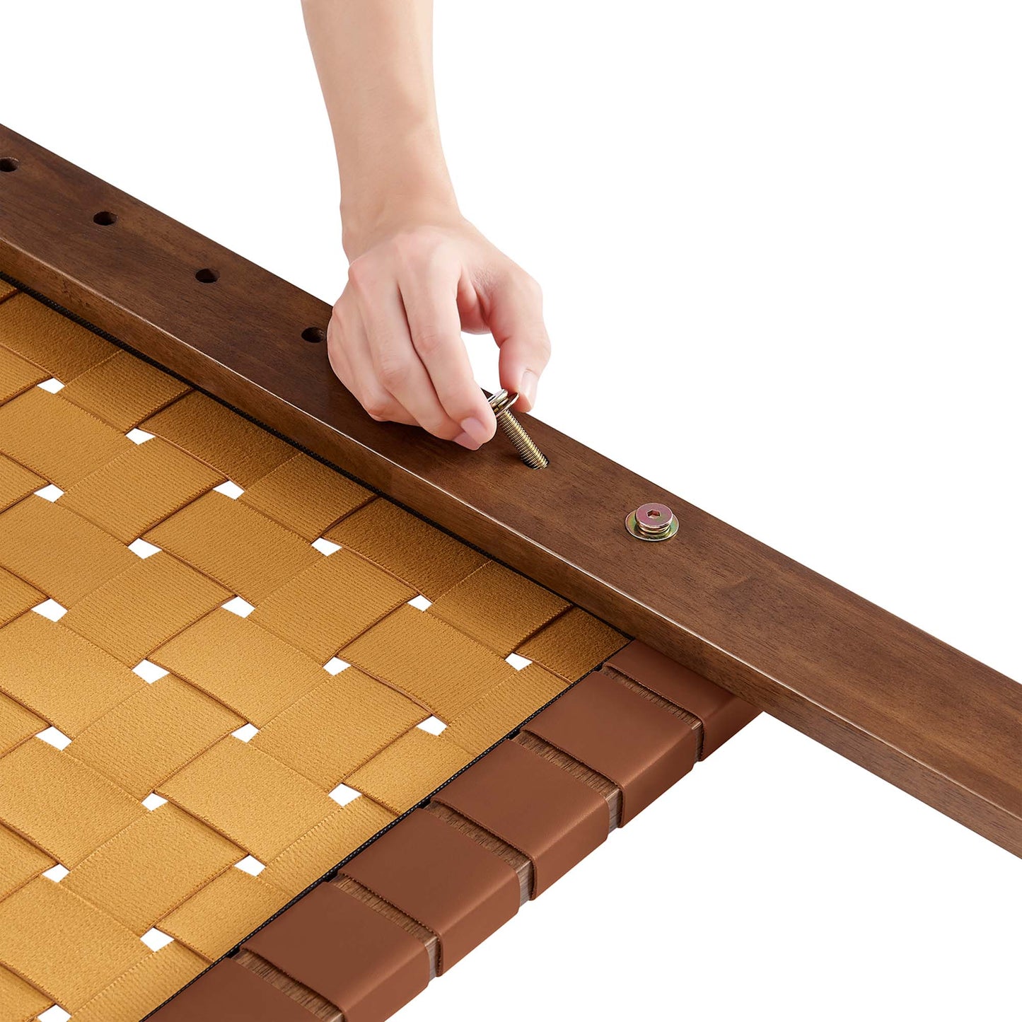 Modway - Sparta Weave Vegan Leather Twin Headboard by Modway Bedroom Headboards Brown - MOD-7121-WAL-BRN