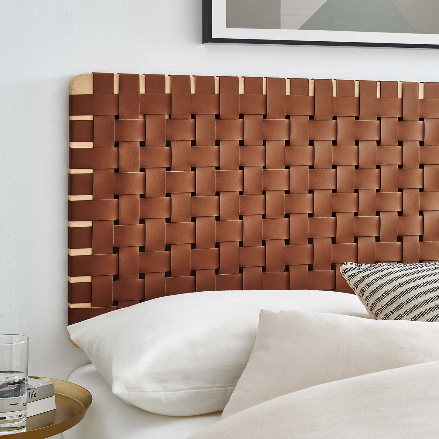 Modway - Sparta Weave Vegan Leather Full Headboard by Modway Bedroom Headboards Brown - MOD-7122-NAT-BRN