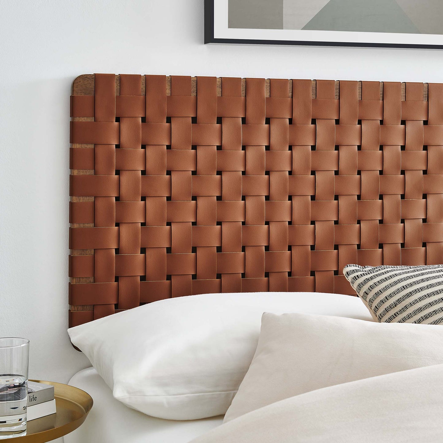 Modway - Sparta Weave Vegan Leather Full Headboard by Modway Bedroom Headboards Brown - MOD-7122-WAL-BRN