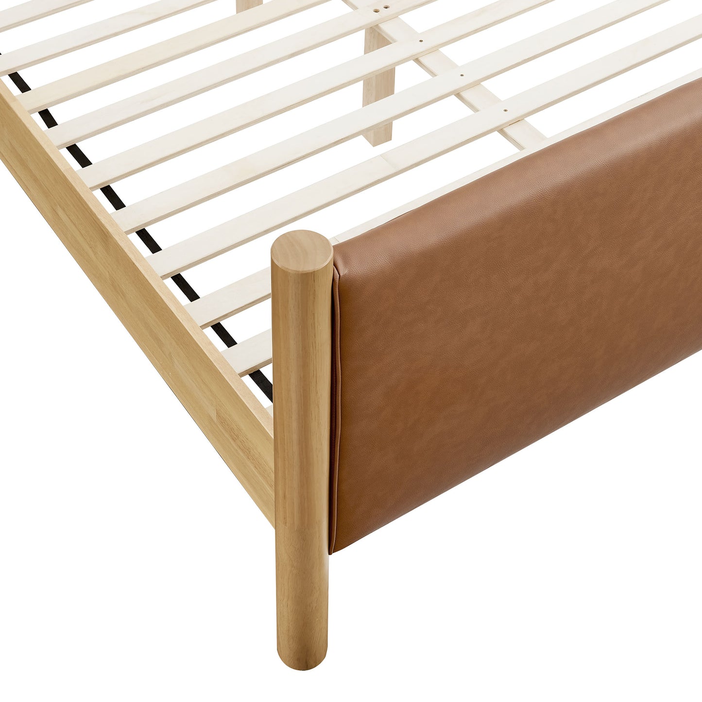 Modway - Maven Full Size Vegan Leather Upholstered Platform Bed by Modway Bedroom Beds Brown - MOD-7187-TAN-OAK