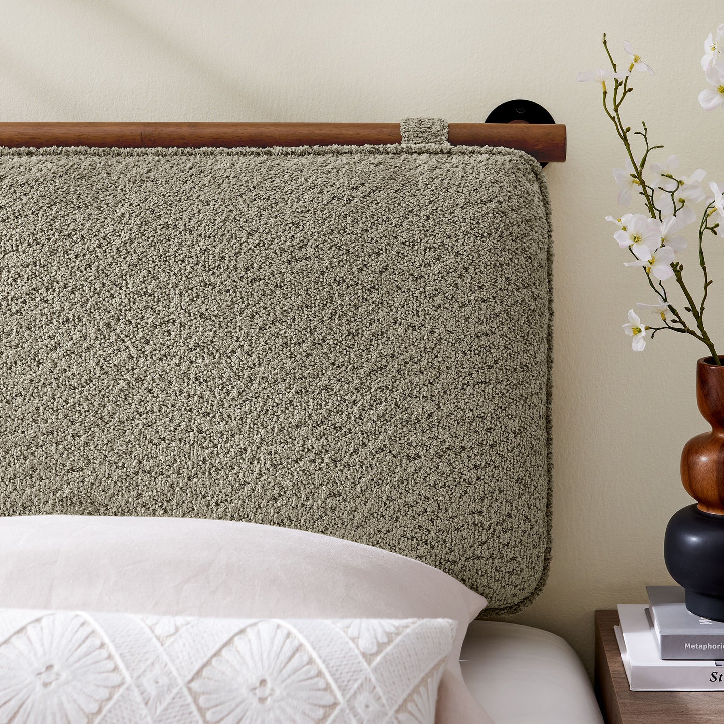 Modway - Anela Wall-Mounted Chenille Upholstered Twin Headboard by Modway Bedroom Headboards Brown - MOD-7205-OAT-WAL
