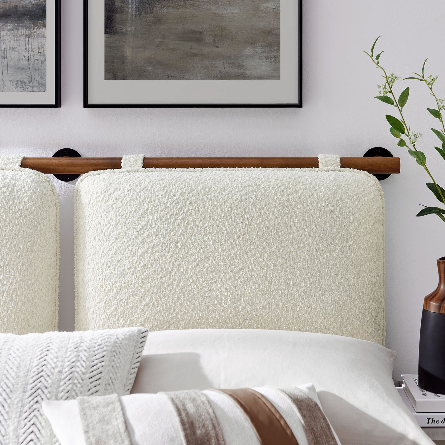 Modway - Anela Wall-Mounted Chenille Upholstered Queen Headboard by Modway Bedroom Headboards Brown - MOD-7212-CRE-WAL