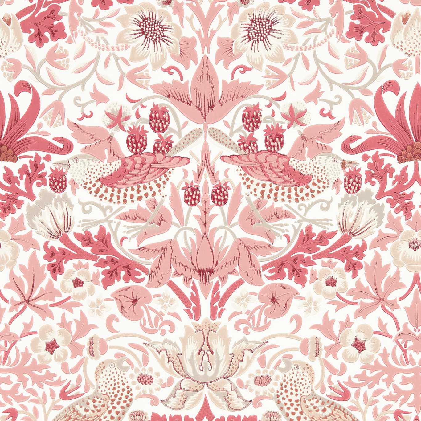 MORRIS & CO Simply Strawberry Thief Wallpaper Leaves , Trees Madder Surface- Printed Wallpaper - MSIM217059