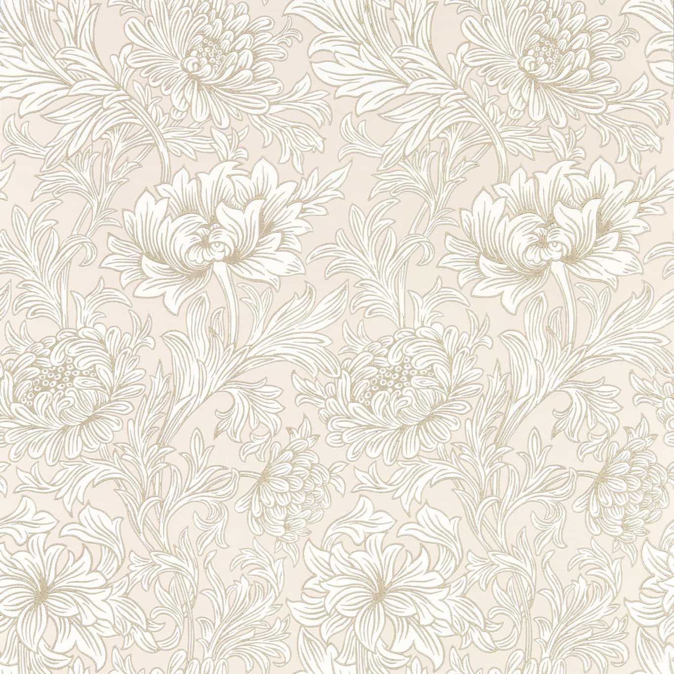 MORRIS & CO Chrysanthemum Toile Wallpaper Contemporary, Floral Cochineal Pink Surflex-Printed Wallpaper - MSIM217070