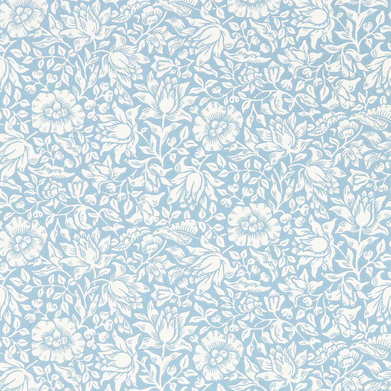 MORRIS & CO Mallow Wallpaper Contemporary, Floral Powder Blue Surface- Printed Wallpaper - MSIM217071