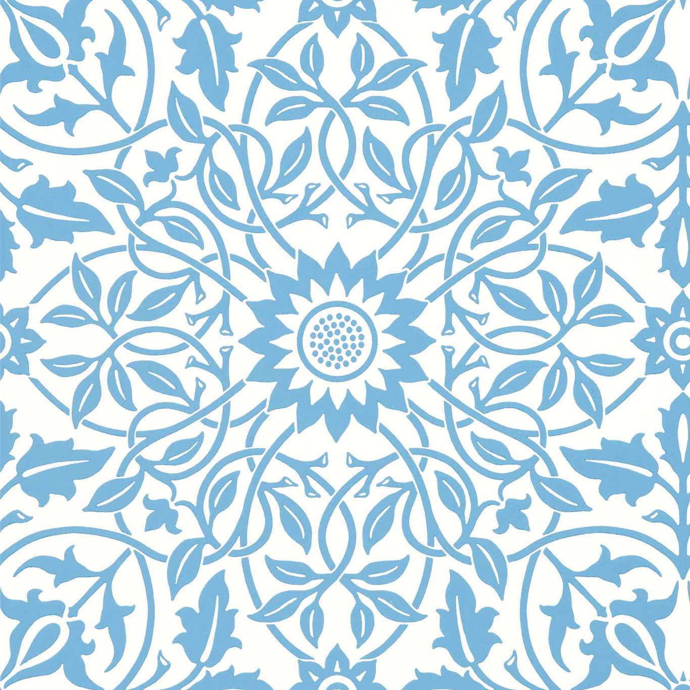 MORRIS & CO St James Ceiling Wallpaper Contemporary, Floral China Blue Surface- Printed Wallpaper - MSIM217079