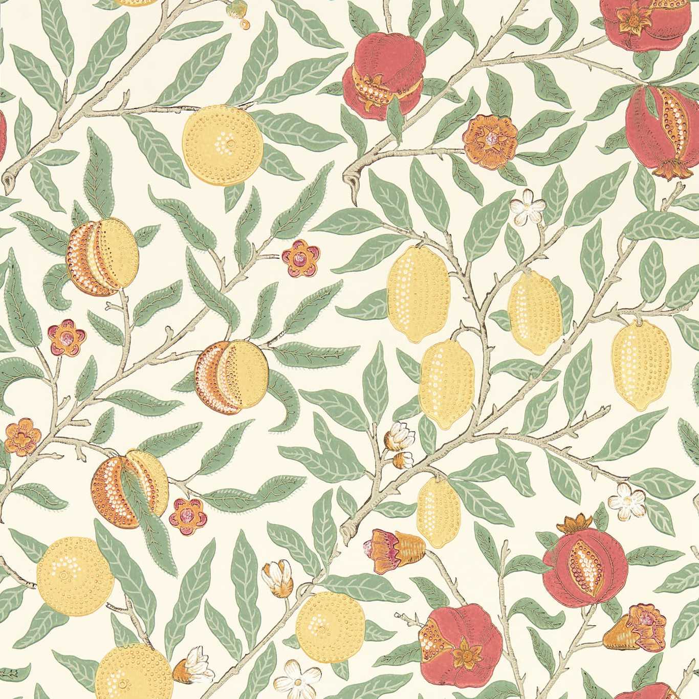 MORRIS & CO Fruit Wallpaper Leaves , Trees Bayleaf,Russet Surface- Printed Wallpaper - MSIM217087