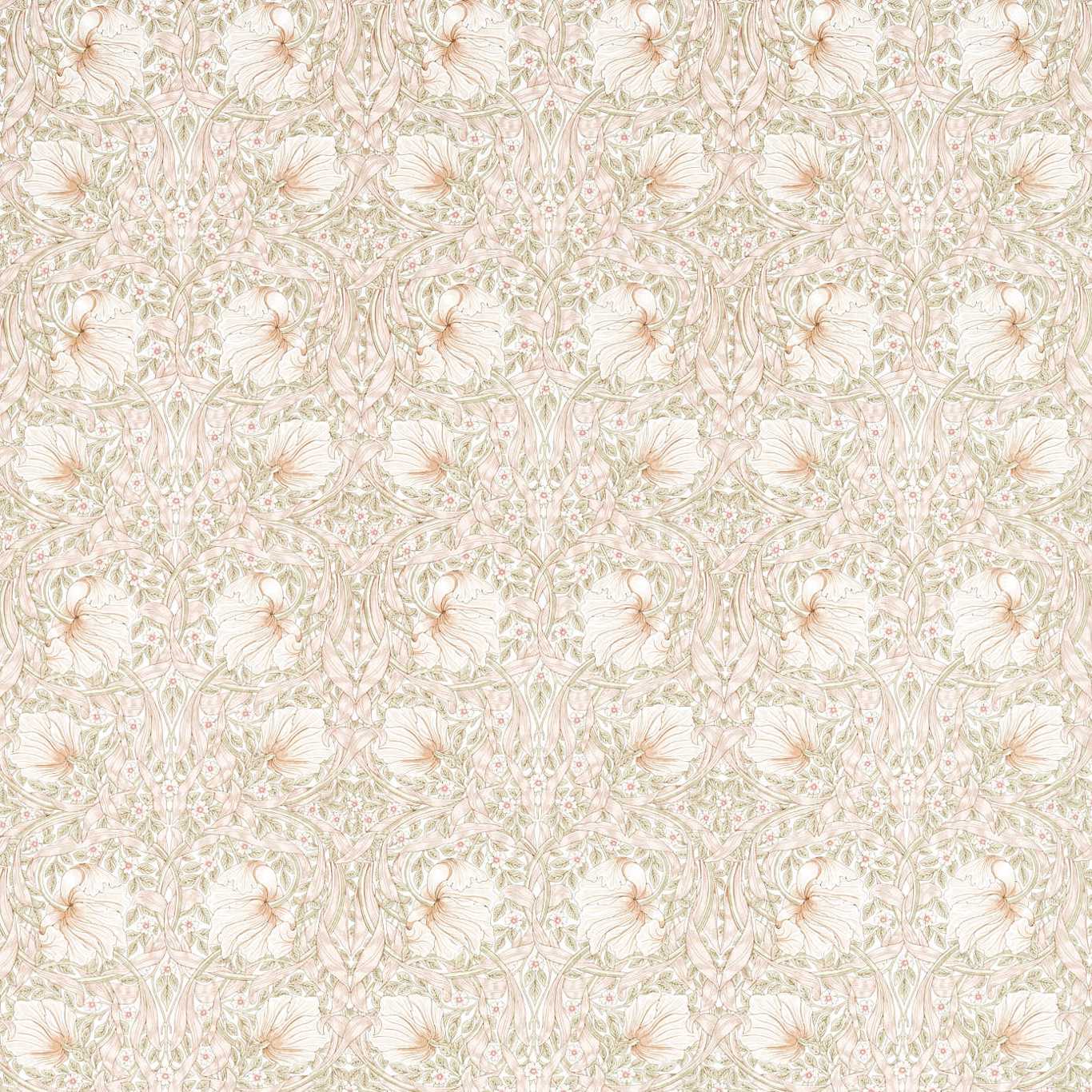 MORRIS & CO Pimpernel Fabric Leaves , Trees Cochineal Pink - MSIM226900