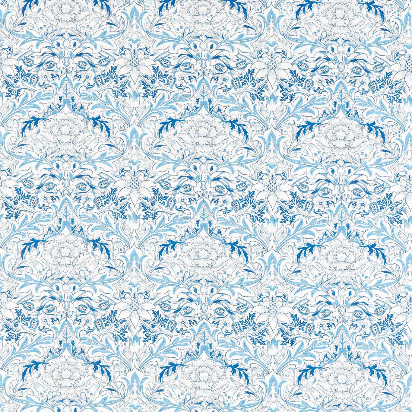 MORRIS & CO Simply Severn Fabric Contemporary, Floral Woad - MSIM226902