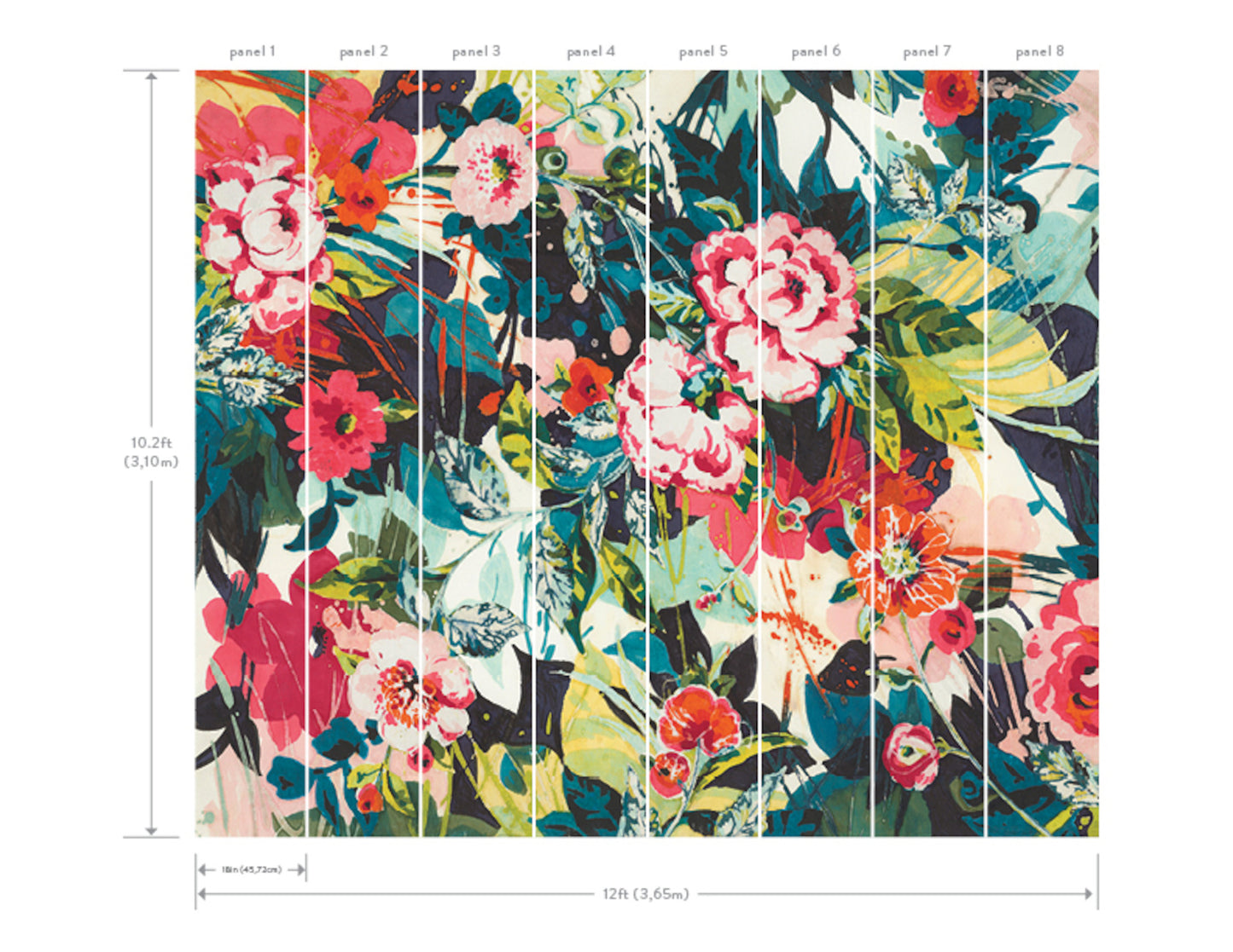 York Wallcoverings Mural Resource Library Pop Floral Bright Wall Mural - MU0217M