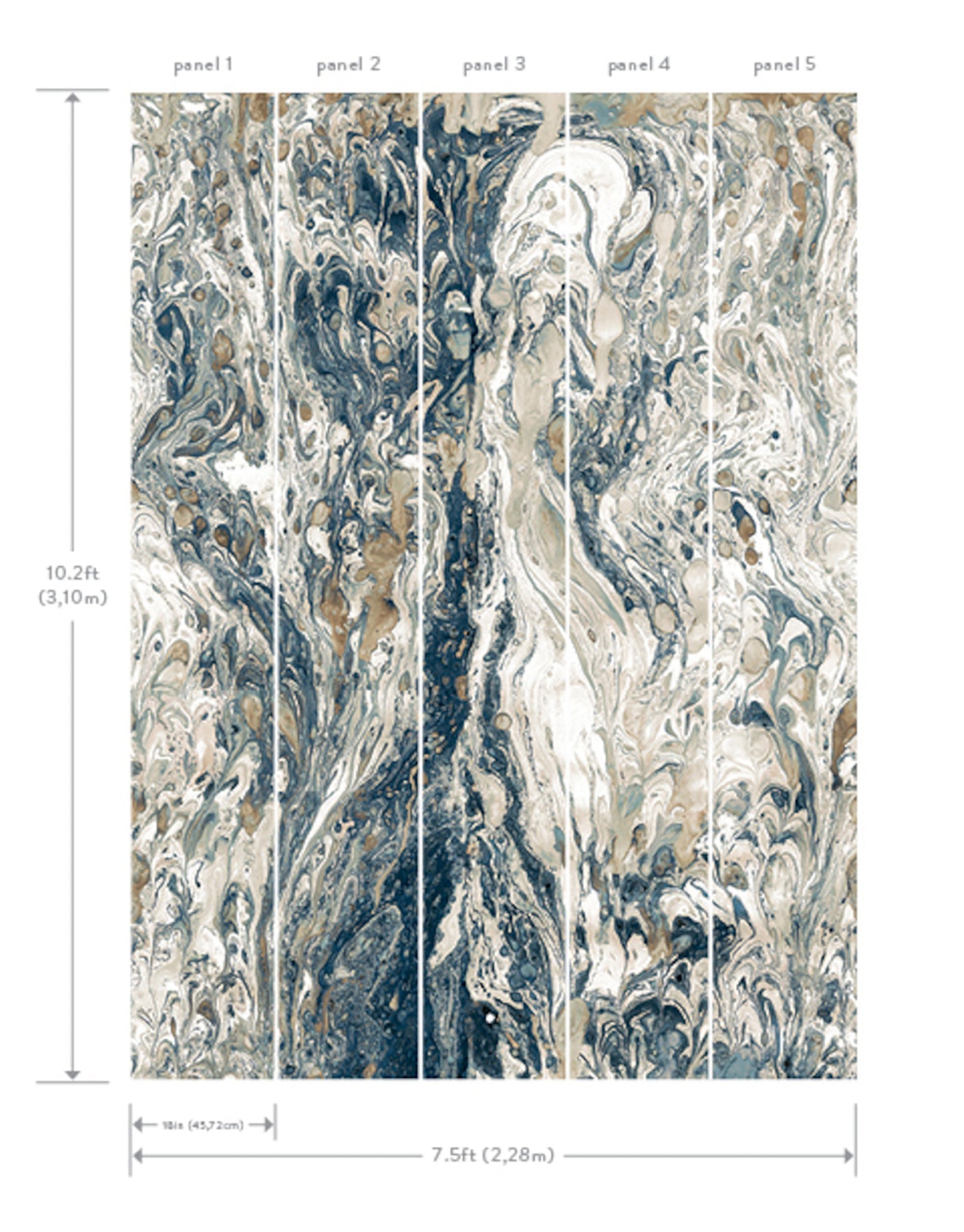 York Wallcoverings York Wallcoverings Watermark Blue Wall Mural Blues - MU0226M