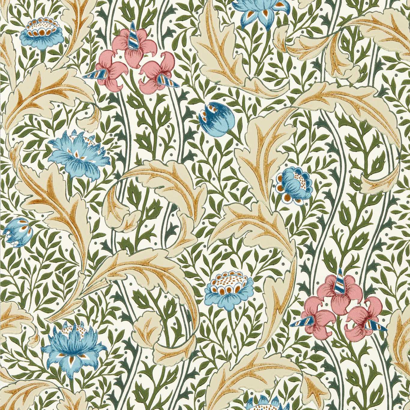 MORRIS & CO Wild Tulip & Vine Wallpaper Classic Floral Multi - MUNW217576