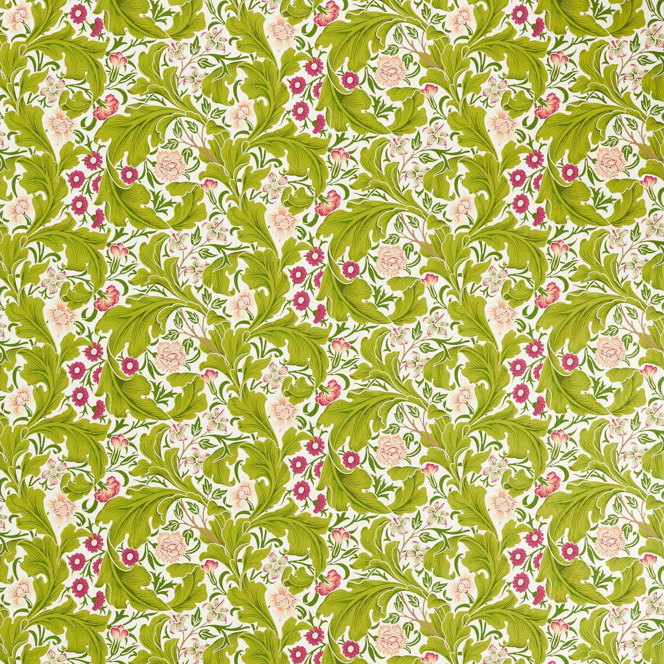 MORRIS & CO Leicester Fabric Leaves , Trees Sour Green,Plum - MVOF227209