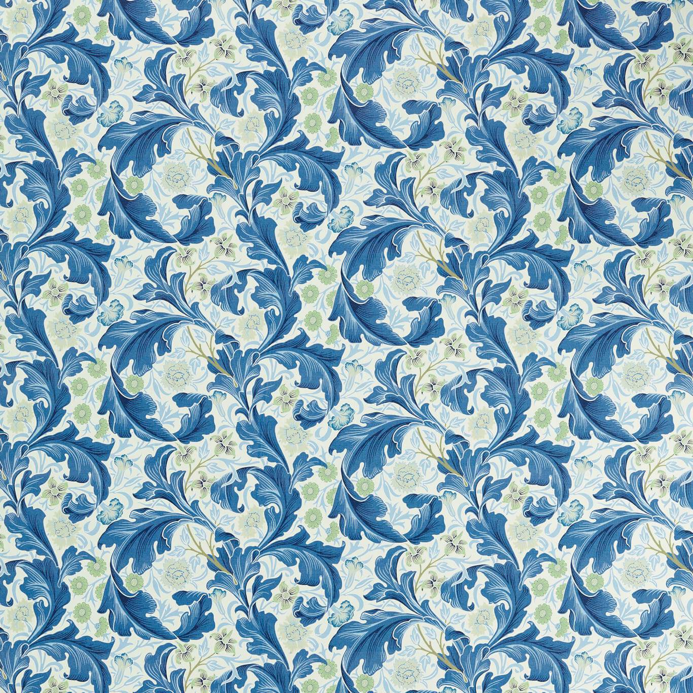 MORRIS & CO Leicester Fabric Leaves , Trees Paradise Blue - MVOF227210