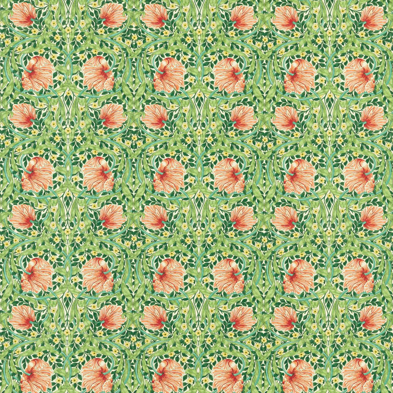 MORRIS & CO Pimpernel Fabric Contemporary, Floral Shamrock,Watermelon - MVOF227213