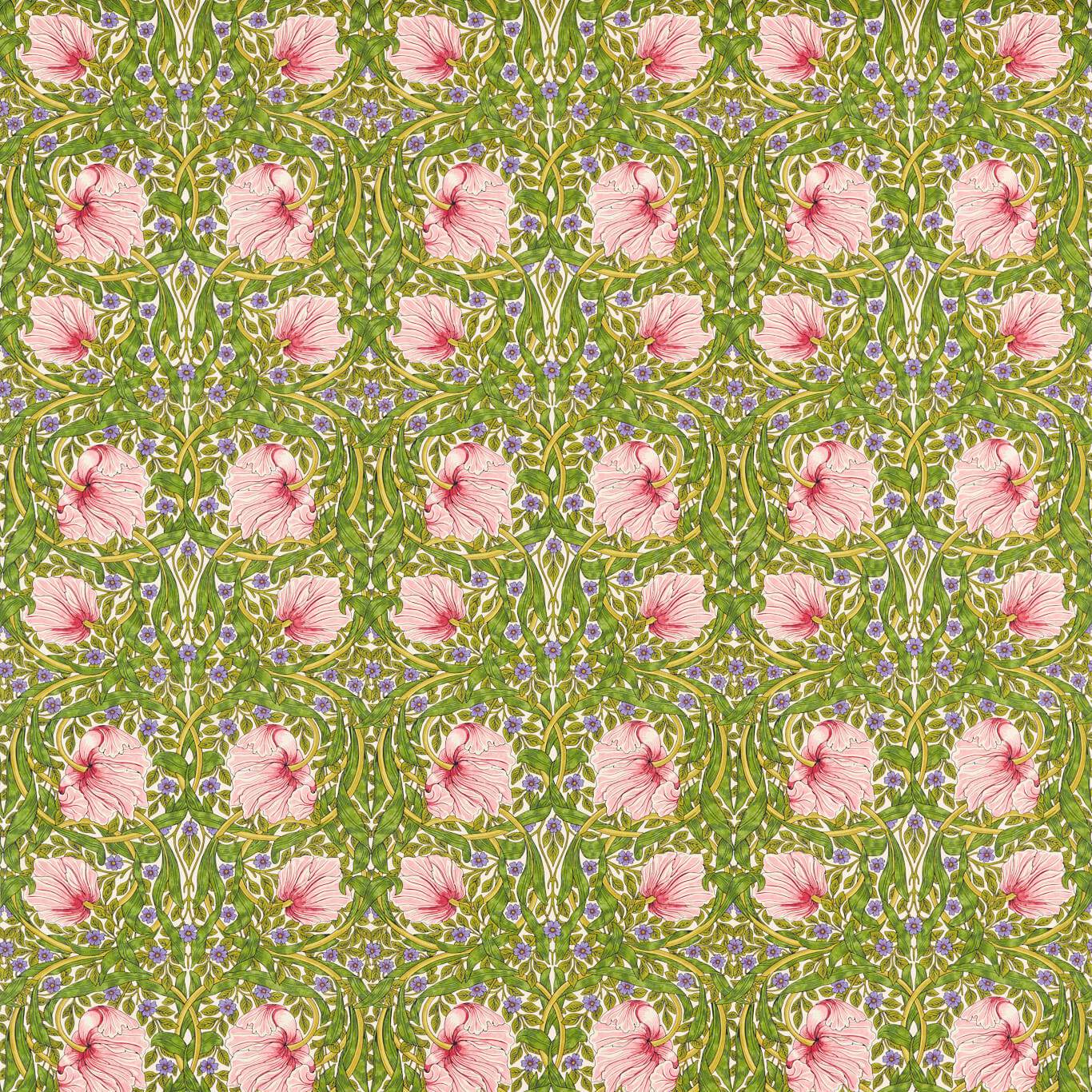 MORRIS & CO Pimpernel Fabric Contemporary, Floral Sap Green,Strawberry - MVOF227214