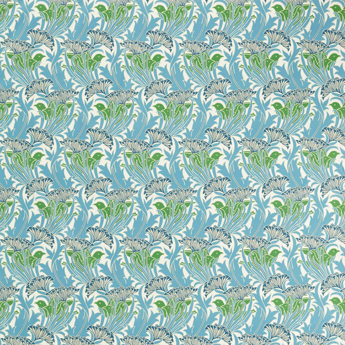 MORRIS & CO Laceflower Fabric Contemporary, Floral Garden Green,Lagoon - MVOF227229