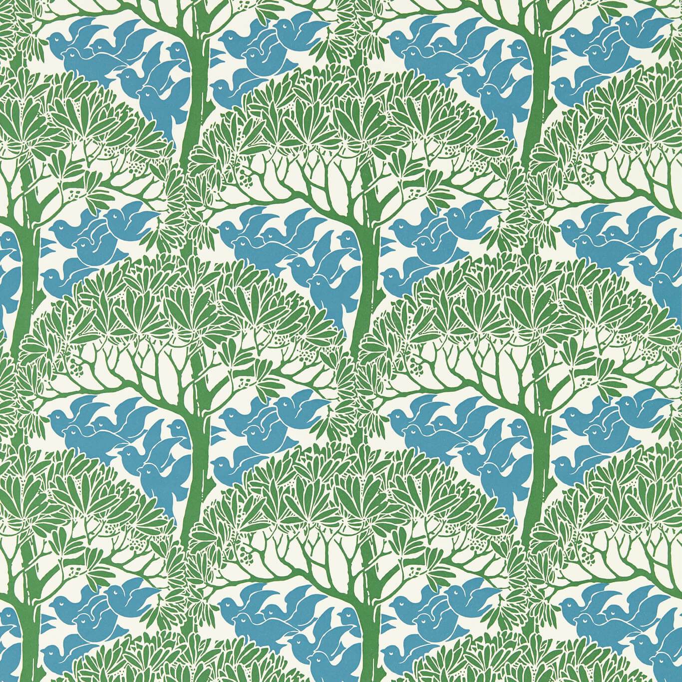 MORRIS & CO The Savaric Wallpaper Leaves , Trees Garden Green Flexo - Wide Width Printed Wallpaper - MVOW217340