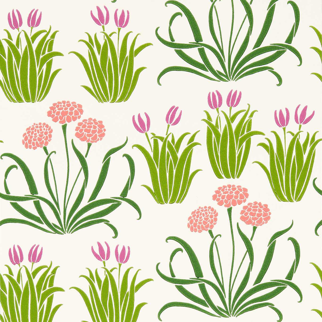 MORRIS & CO Glade Wallpaper Contemporary, Floral Tulip Fields Surface- Printed Wallpaper - MVOW217342