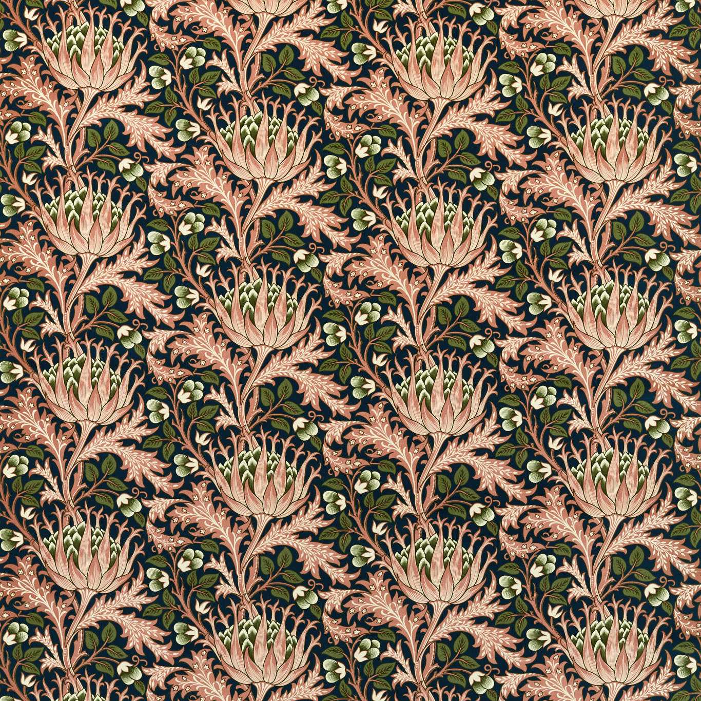 MORRIS & CO Artichoke Velvet Fabric Contemporary, Floral Inky Fingers,Blush - MWAR227002
